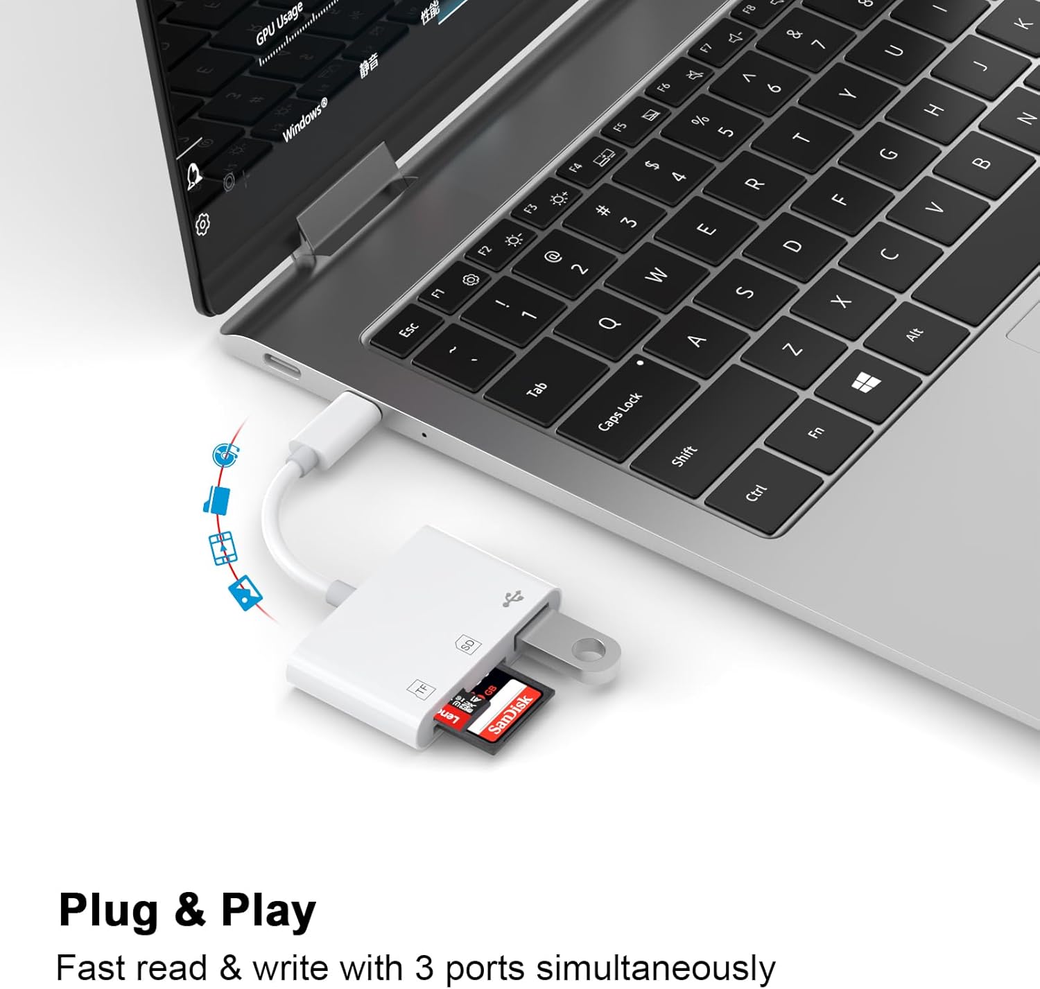 Lector de tarjetas USB C SD, FUHAYA USB C a SDTF lector de tarjetas con adaptador USB 3.0 para iPhone 15iPadMacMacBook, lector de tarjetas de