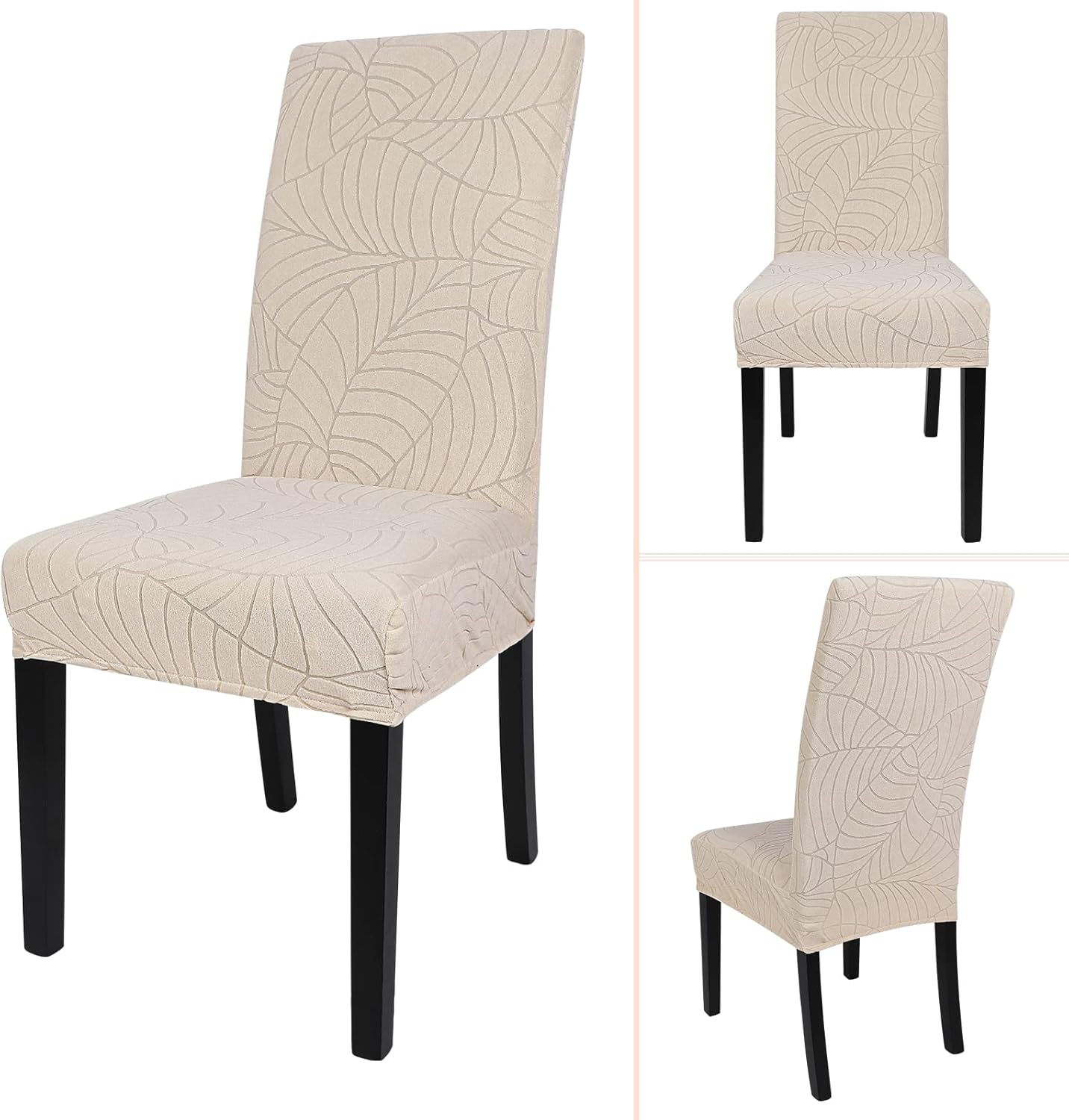 SearchI Juego de 6 fundas impermeables para sillas Parsons de tela jacquard, fundas elásticas para sillas Parsons de tela jacquard, extraíbles y