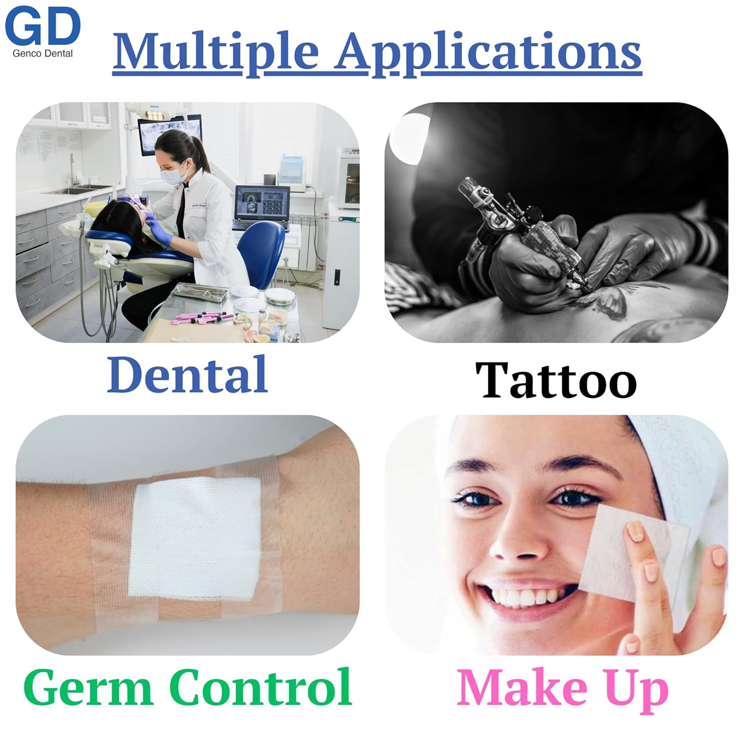 Almohadillas de gasa de 4 capas de 2 x 2 pulgadas, esponjas no tejidas, gasa dental no estéril, perfectas para toallitas estéticas (1)