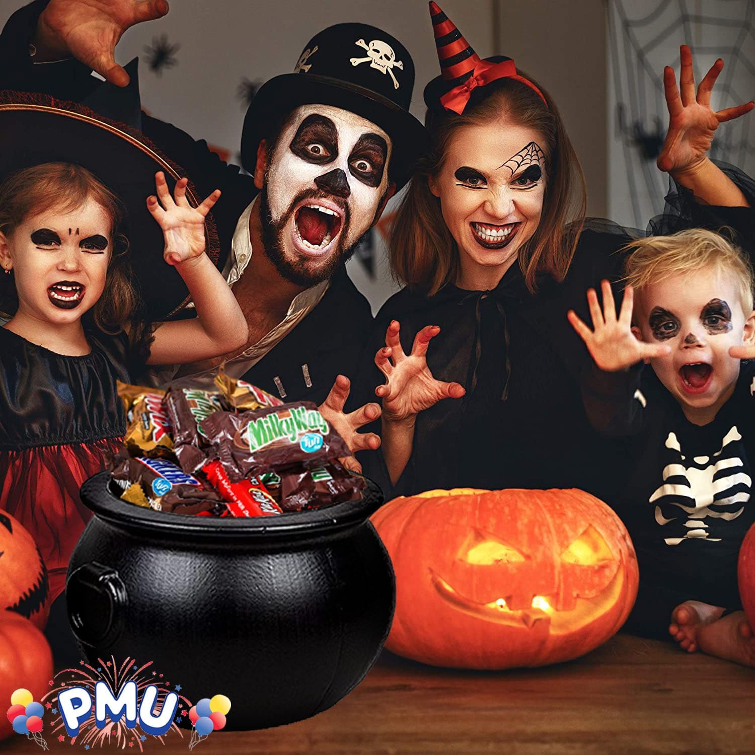 PMU Caldero de Halloween  Molde de soplado, accesorio de plástico para fiestas, soporte para dulces para niños, recuerdos y suministros de fiesta de