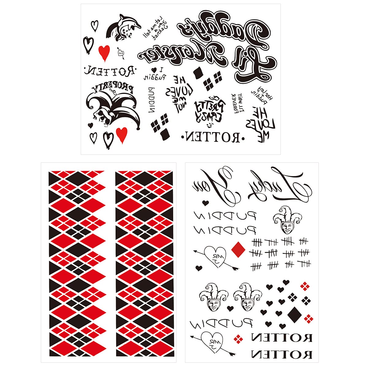 Fake Tattoos, 3 Small Sheets Women Temporary Tattoo Stickers for Women Girls Kids Halloween Costume Party Makeup