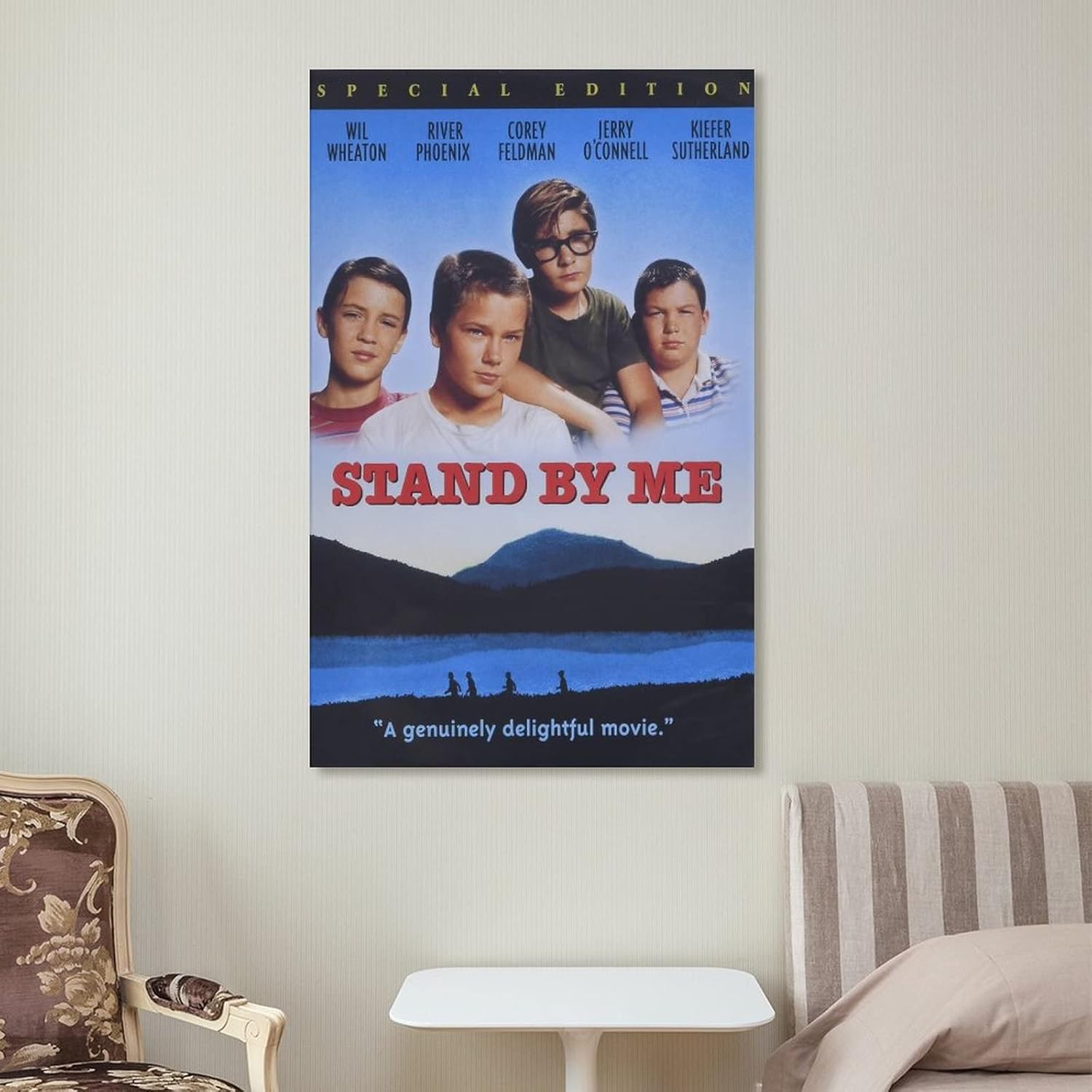 Pósteres de película de aventuras, hermoso mural, Stand by Me 1986, sala de restaurante, oficina, bar, decoración de pared, ilustración, arte en