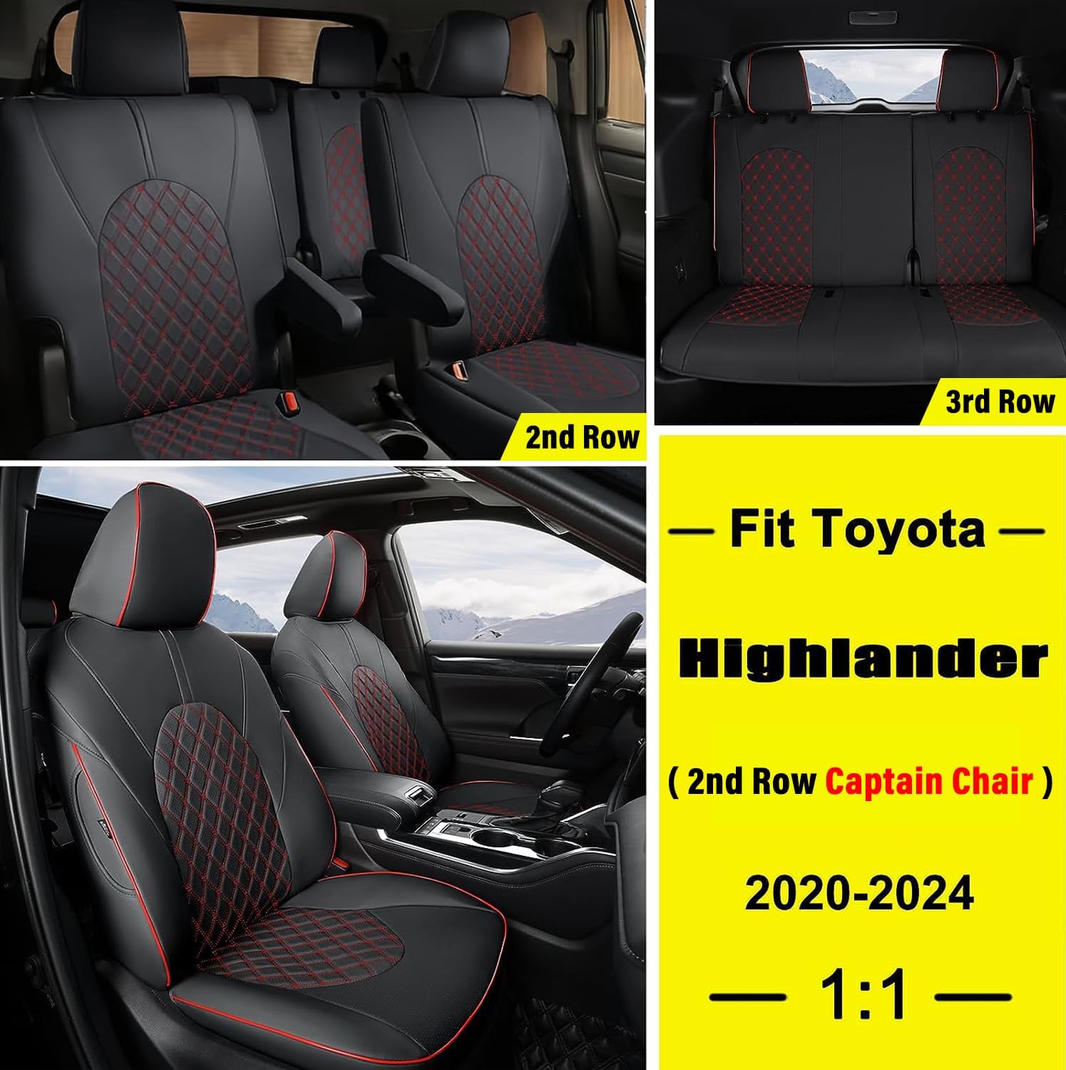 GIANT PANDA Juego completo de fundas de asiento de automóvil personalizadas para Toyota Highlander XLEXSELimitedPlatinumHybrid 2020 2021 2022 2023