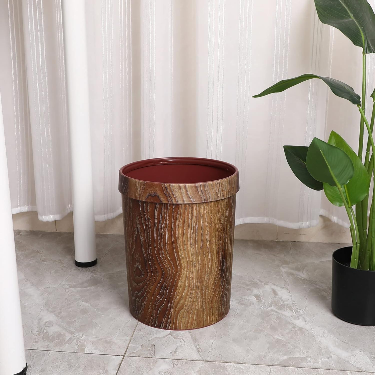 Zerodeko Bote de basura retro retro para oficina, papelera de cocina, cesta de basura redonda, cubos de almacenamiento con tapas, decoración de