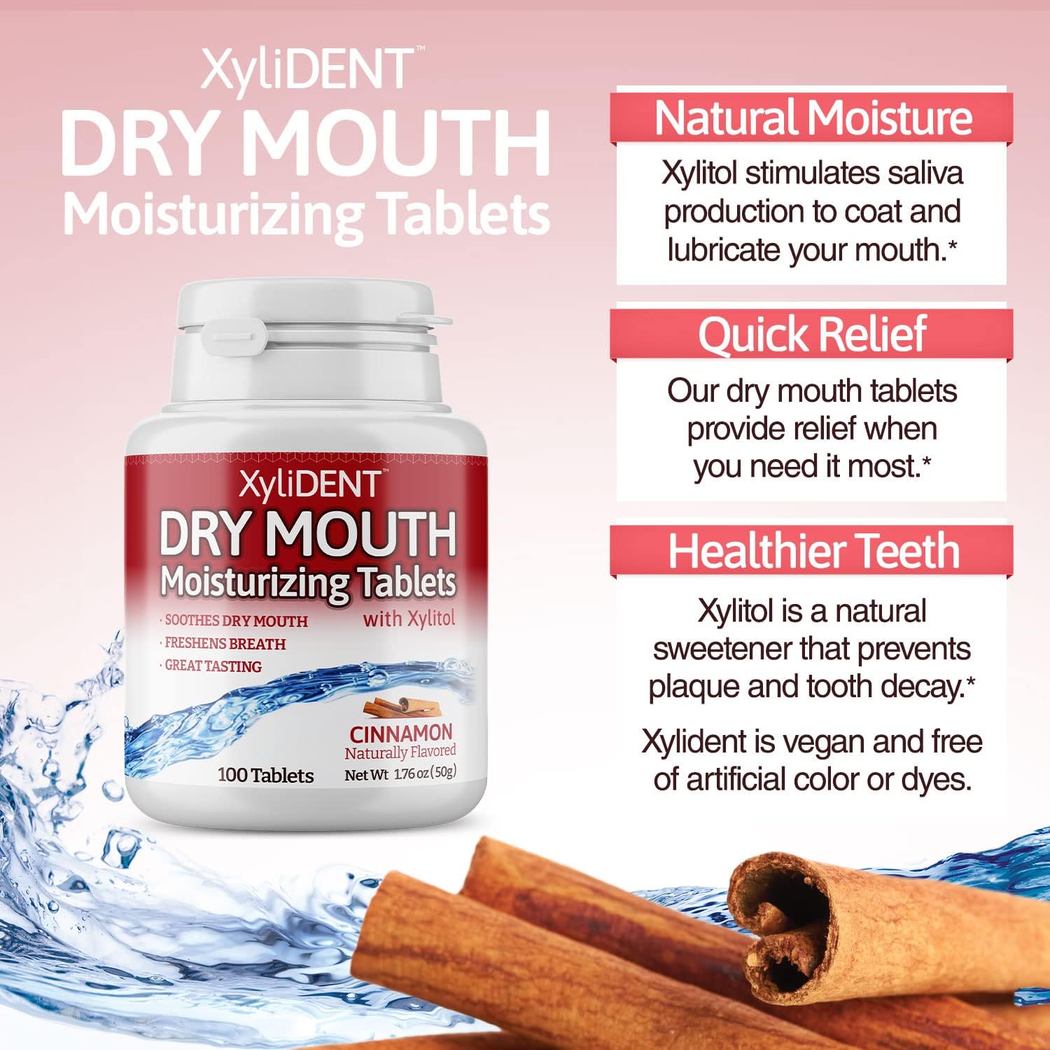Nature’s Stance XyliDENT – Tabletas de xilitol para alivio de la boca seca, estimula la saliva, refresca el aliento, reduce la producción de ácido,