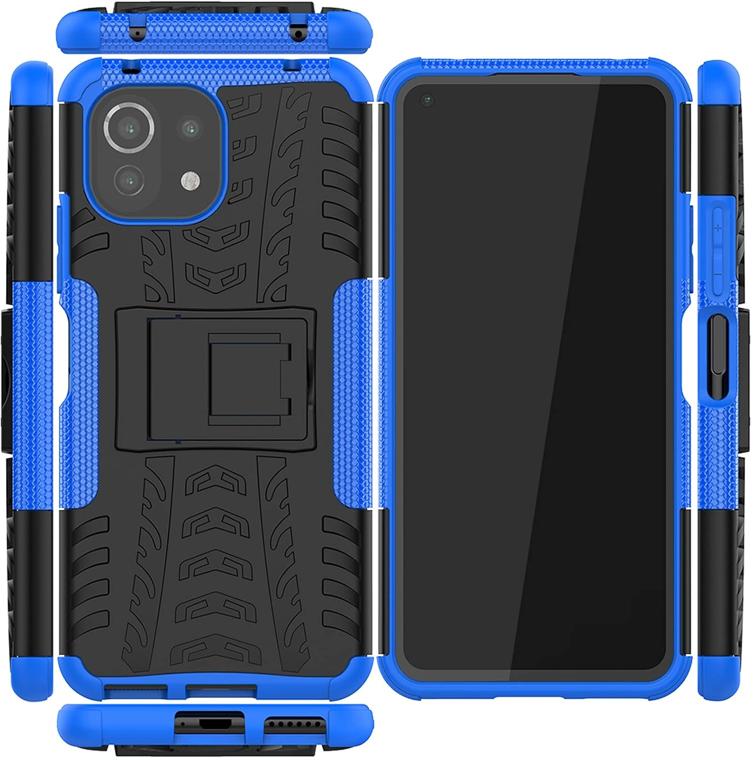 Funda de teléfono para Xiaomi Mi 11 Lite 4G5G con protector de pantalla de vidrio templado y soporte Soporte Soporte Duro Resistente Híbrido