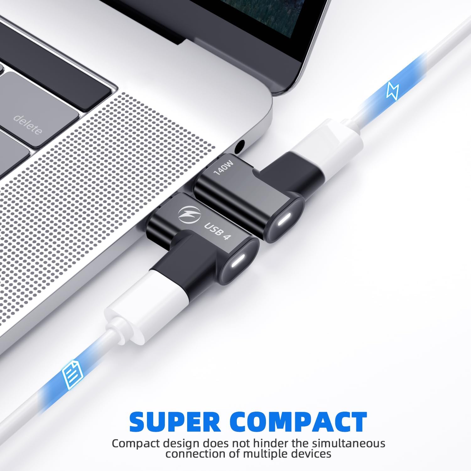 Adaptador magnético USB tipo C, (1 unidad), adaptador USB C magnético de 24 pines con PD de 140 W, USB4, transferencia de datos de 20 Gbps 8K 60Hz