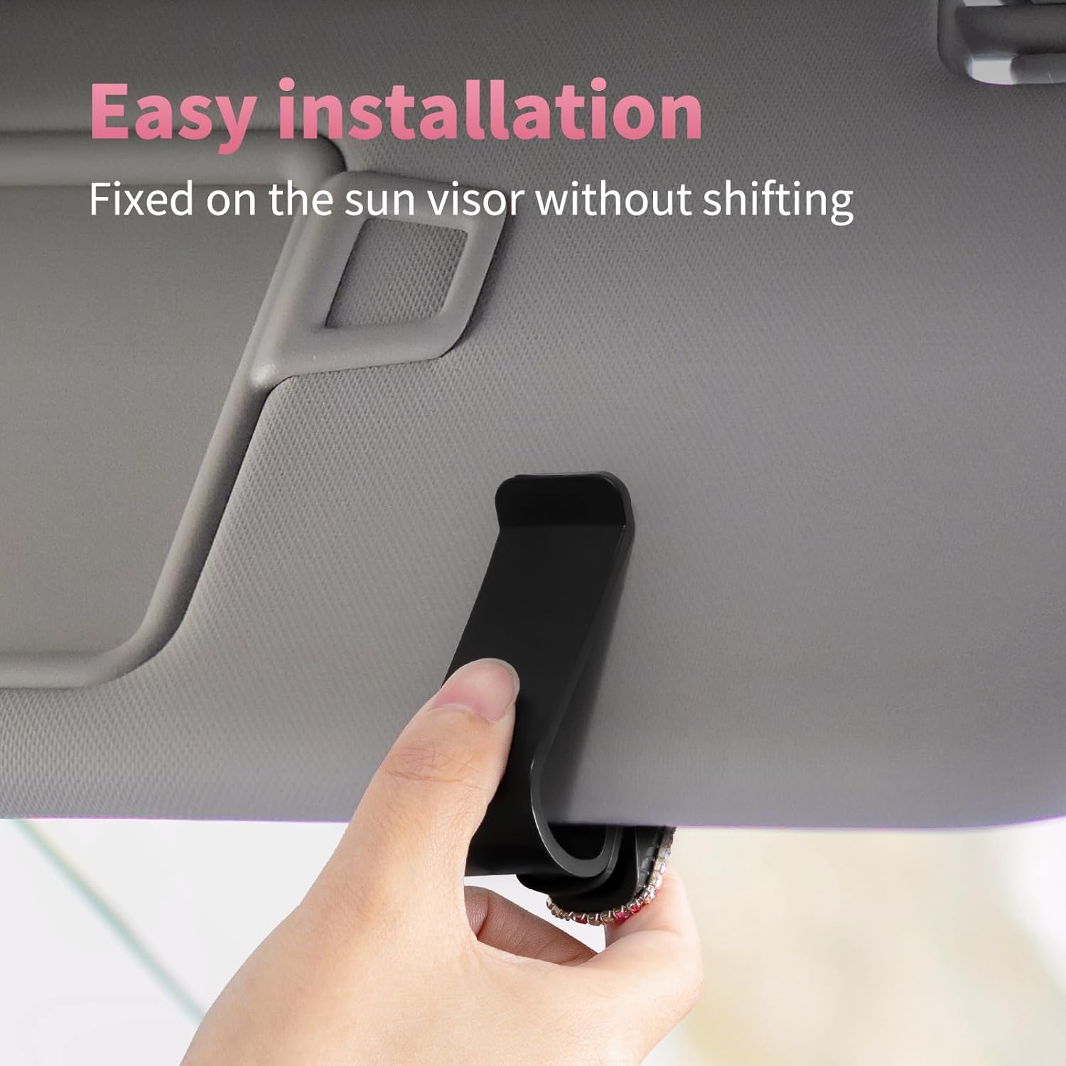 Paquete de 2 soportes para lentes de sol para parasol de automóvil con soporte de clip de boleto de doble extremo, accesorios para lentes de sol