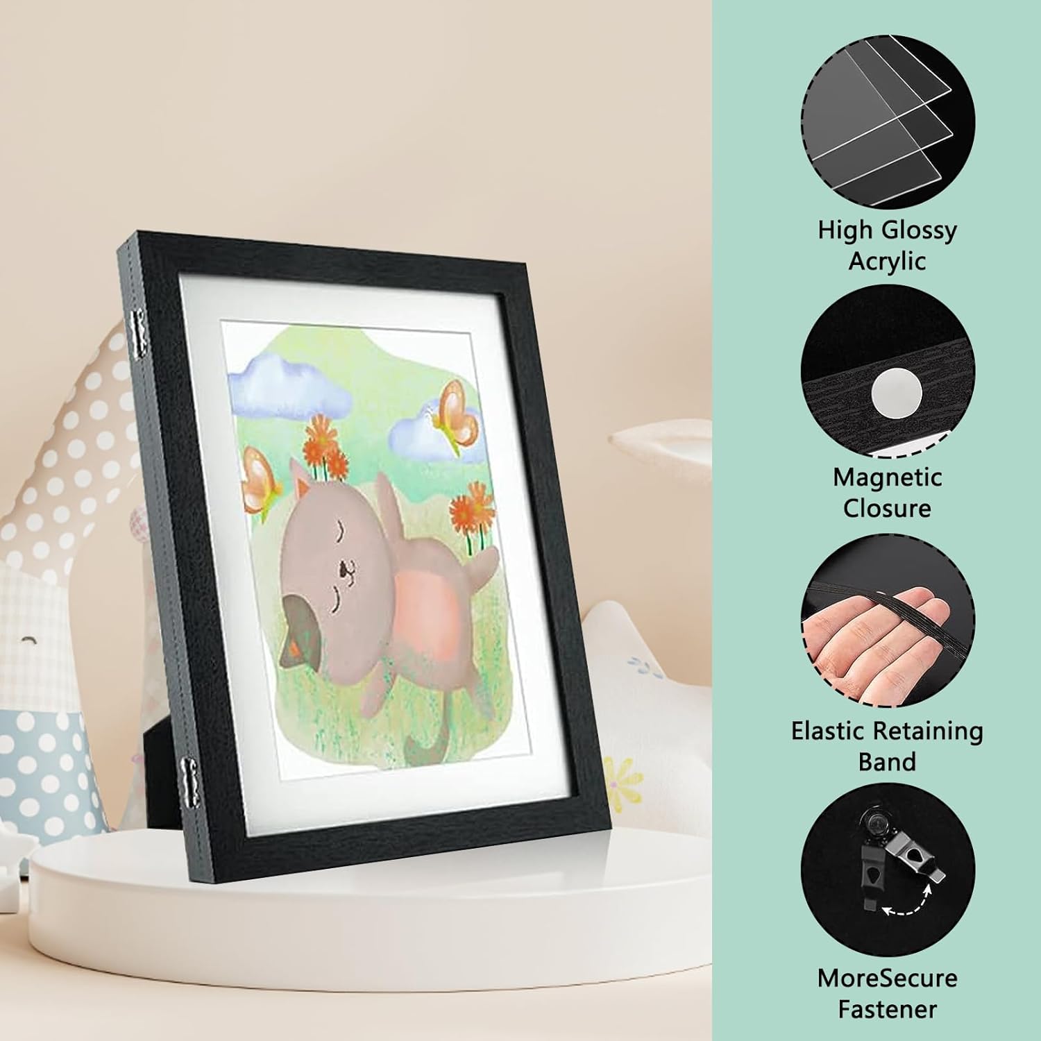 LNDMYM Marcos de arte para niños de 10 x 12.5 pulgadas, pantalla intercambiable, proyectos de arte para niños, marco de arte para niños, marco de