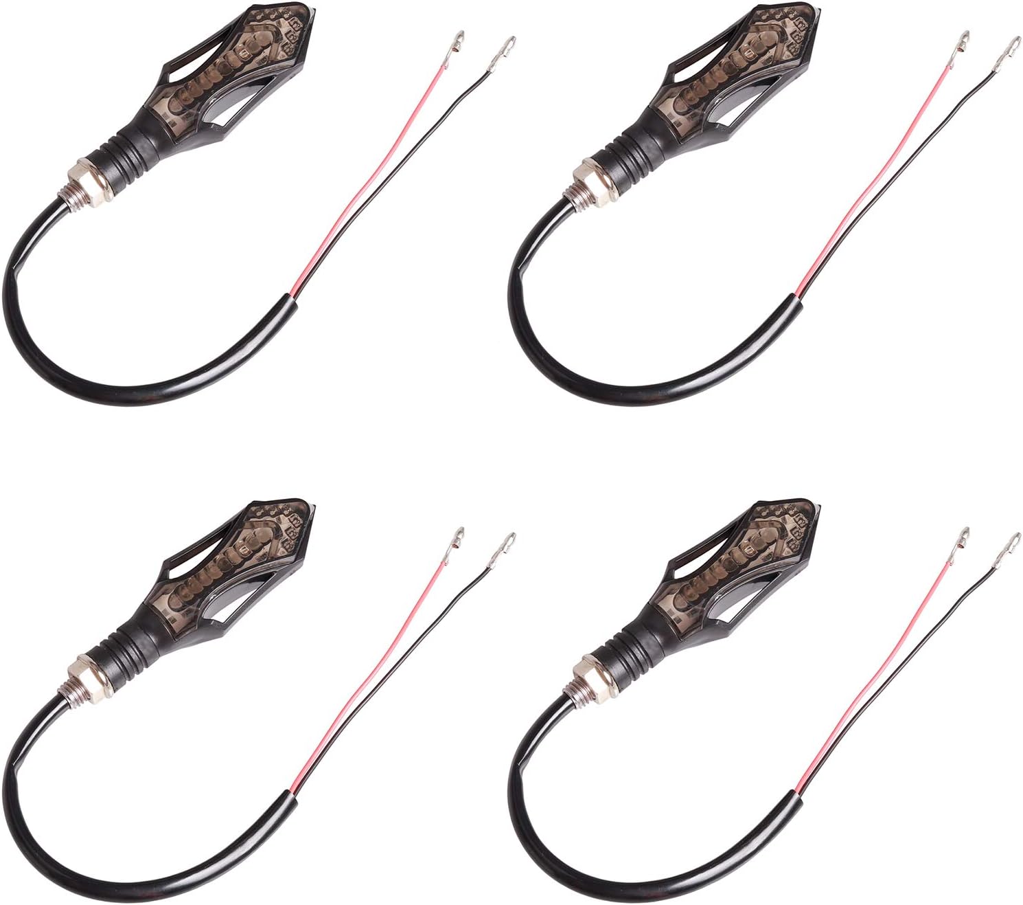 Kinstecks 4 indicadores de motocicleta que fluyen luces de señal de giro para motocicleta, indicadores de giro de 12 V y 12 bombillas LED para