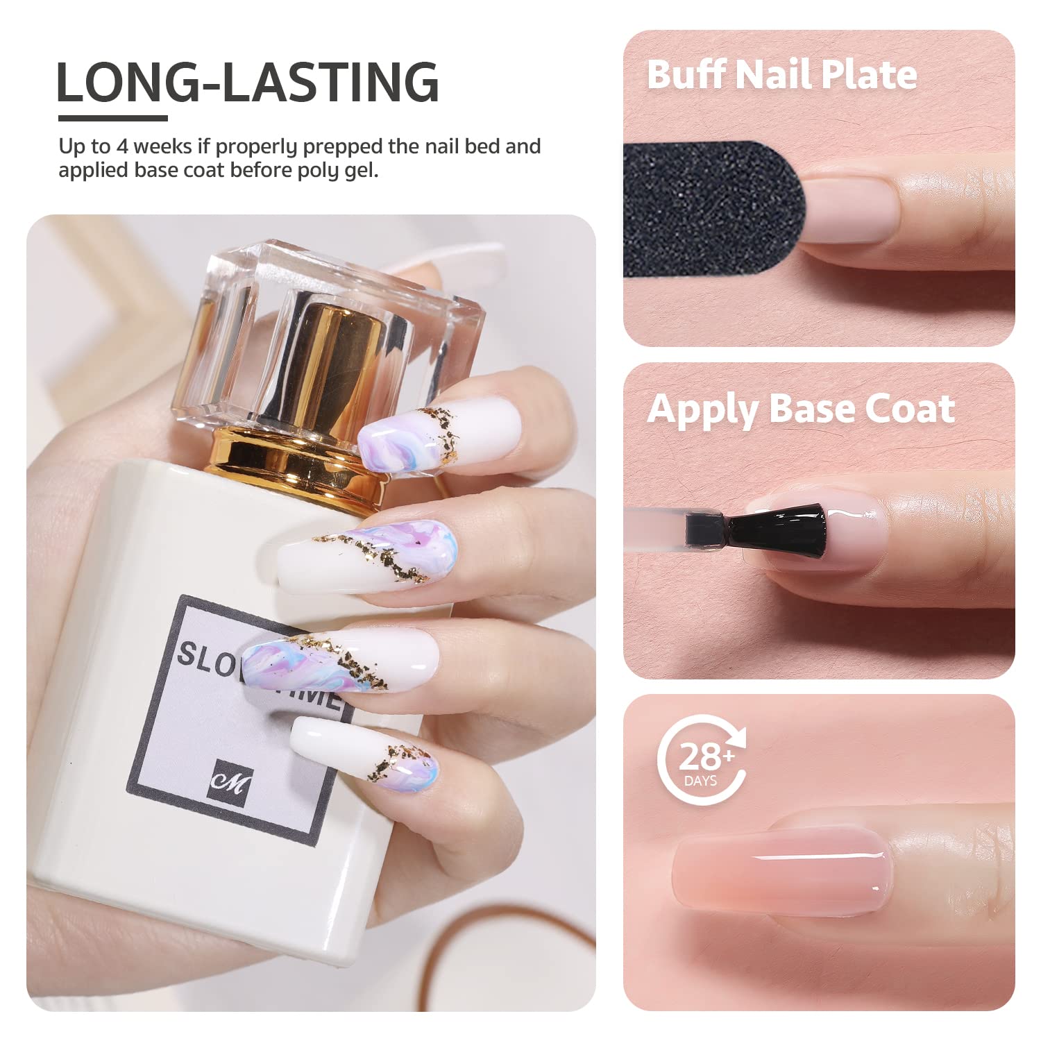 GAOY Polygel, gel de extensión de uñas de 2.12 oz, gel constructor blanco para mejorar las uñas para principiantes y profesionales de arte de uñas,