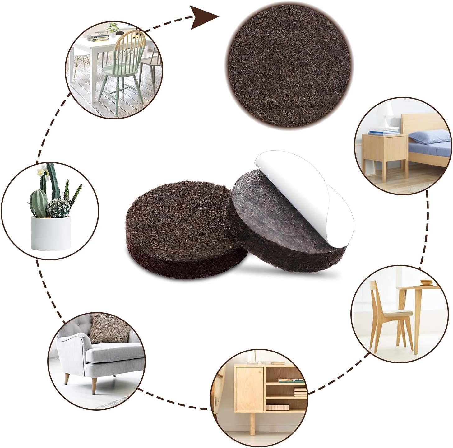 Almohadillas de fieltro para muebles, 321 unidades, autoadhesivas, almohadillas de fieltro cortables, protectores de suelo antiarañazos para patas