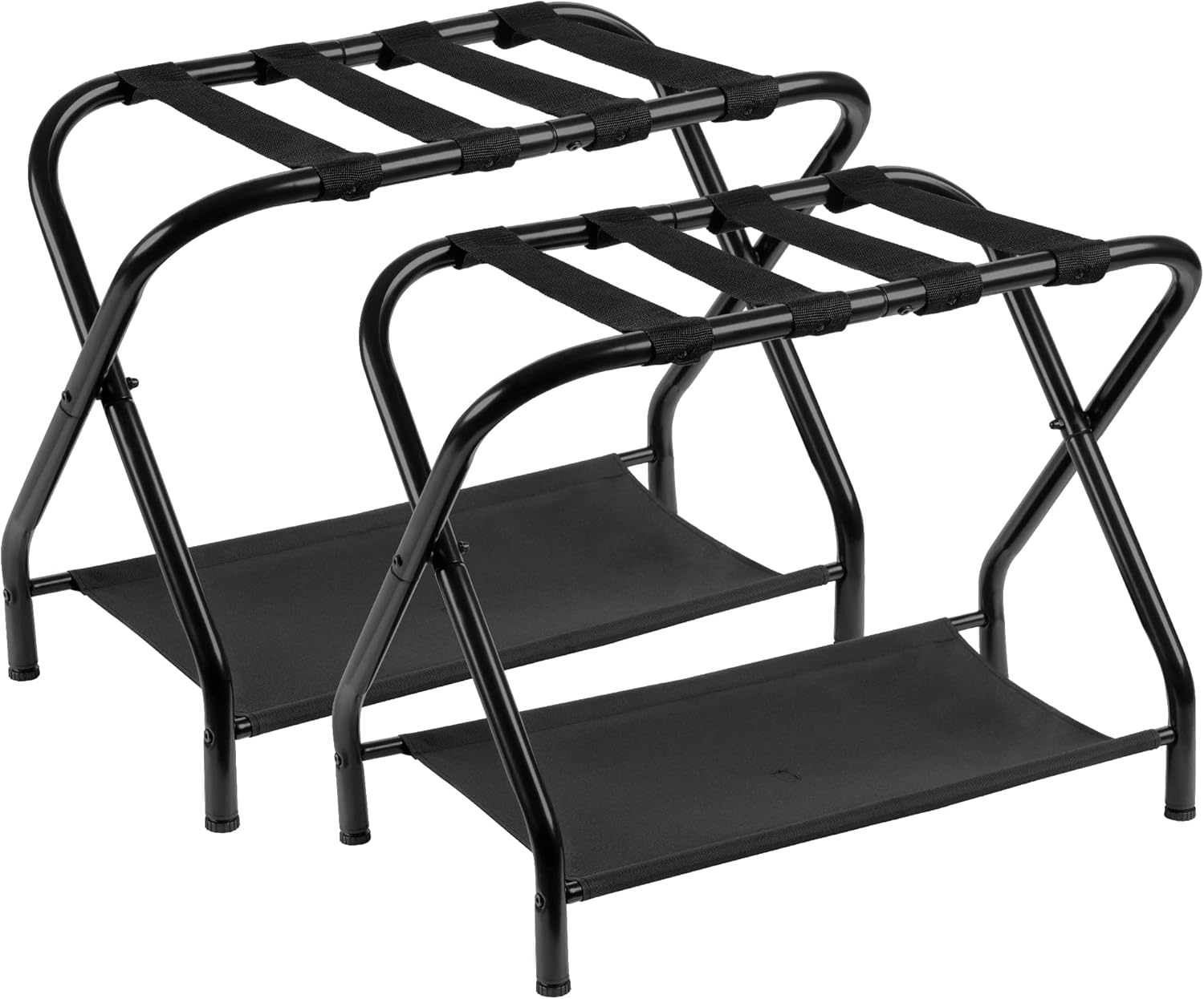 Heybly Portaequipajes, paquete de 2, soporte plegable de acero para maleta con estante de almacenamiento para dormitorio, hotel, marco de acero