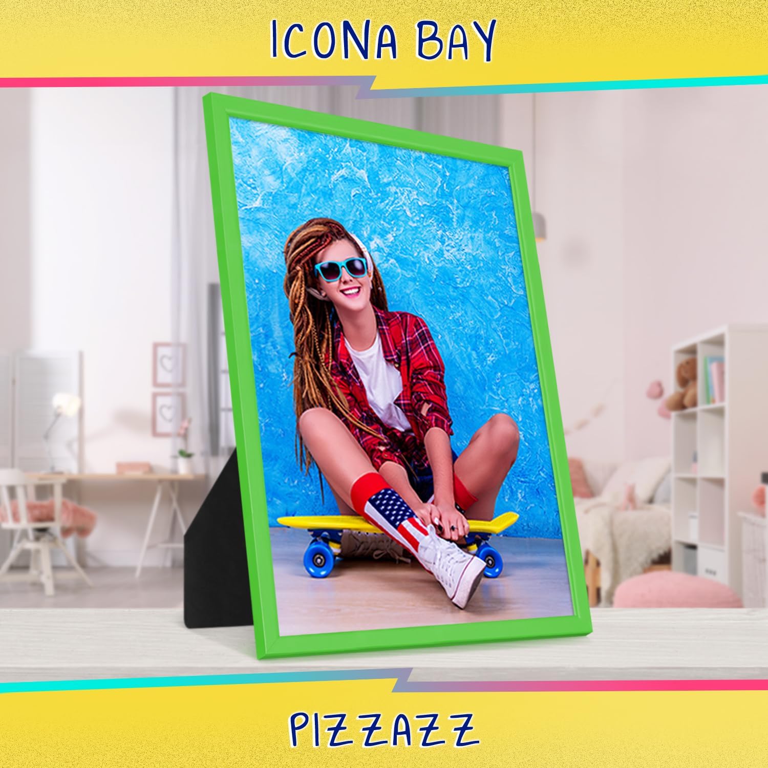 Icona Bay Pizzazz Collection – Marco de fotos de 11 x 14 pulgadas, color verde, de madera maciza estilo escandinavo