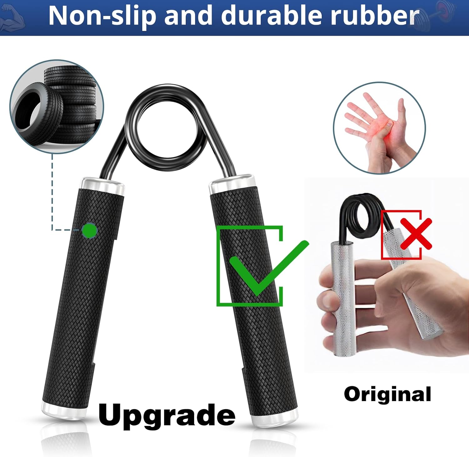 KDG Grip Strength Trainer 4 Pack,50LB-200LB Rubber Metal Hand Grip Strengthener,Non-Slip Forearm Exerciser, Heavy-Duty Hand GripperHand Exerciser