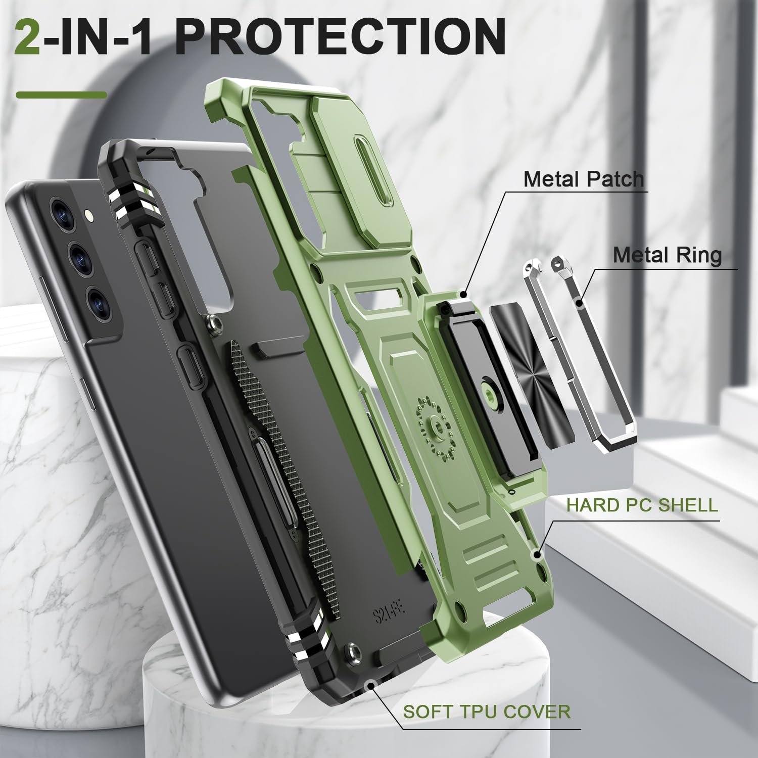 AUPAI Funda para Samsung Galaxy S23 FE con cubierta para cámara, funda de grado militar para Samsung S23 FE con protector de pantalla, prueba de
