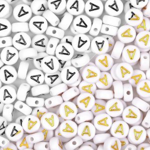 500 cuentas de letras para fabricación de joyas de 0.166 x 0.276 pulgadas, cuentas redondas blancas de la letra A para pulseras, cuentas del 500 cuentas de letras para fabricación de joyas de 0.166 x 0.276 pulgadas, cuentas redondas blancas de la letra A para pulseras, cuentas del