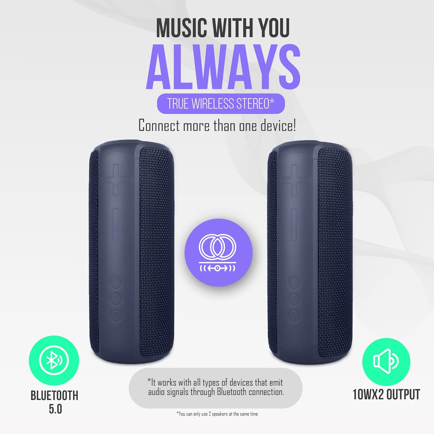 PALL Power One, altavoz impermeable de 20 W, excelente para exteriores  Altavoz inalámbrico verdadero, compatible con Android e iOS  6 horas de