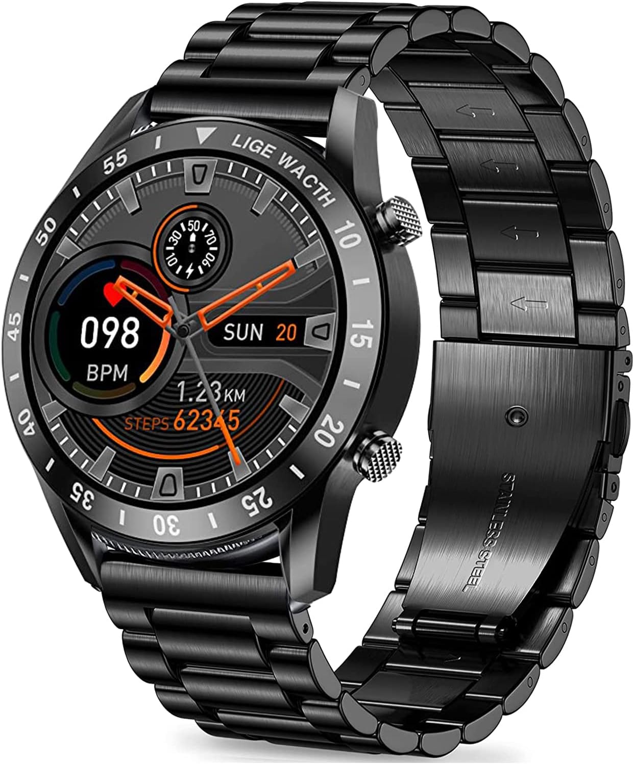 Compatible con la correa de reloj inteligente LIGE, correas de repuesto de metal de acero inoxidable de liberación rápida compatibles con reloj