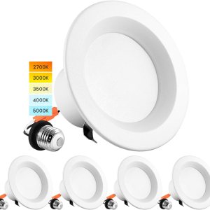 LUXRITE Luces LED empotrables de 4 pulgadas, 10 W  60 W, CCT seleccionable por color 2700 K  3000 K  3500 K  4000 K  5000 K, luces descendentes LUXRITE Luces LED empotrables de 4 pulgadas, 10 W  60 W, CCT seleccionable por color 2700 K  3000 K  3500 K  4000 K  5000 K, luces descendentes