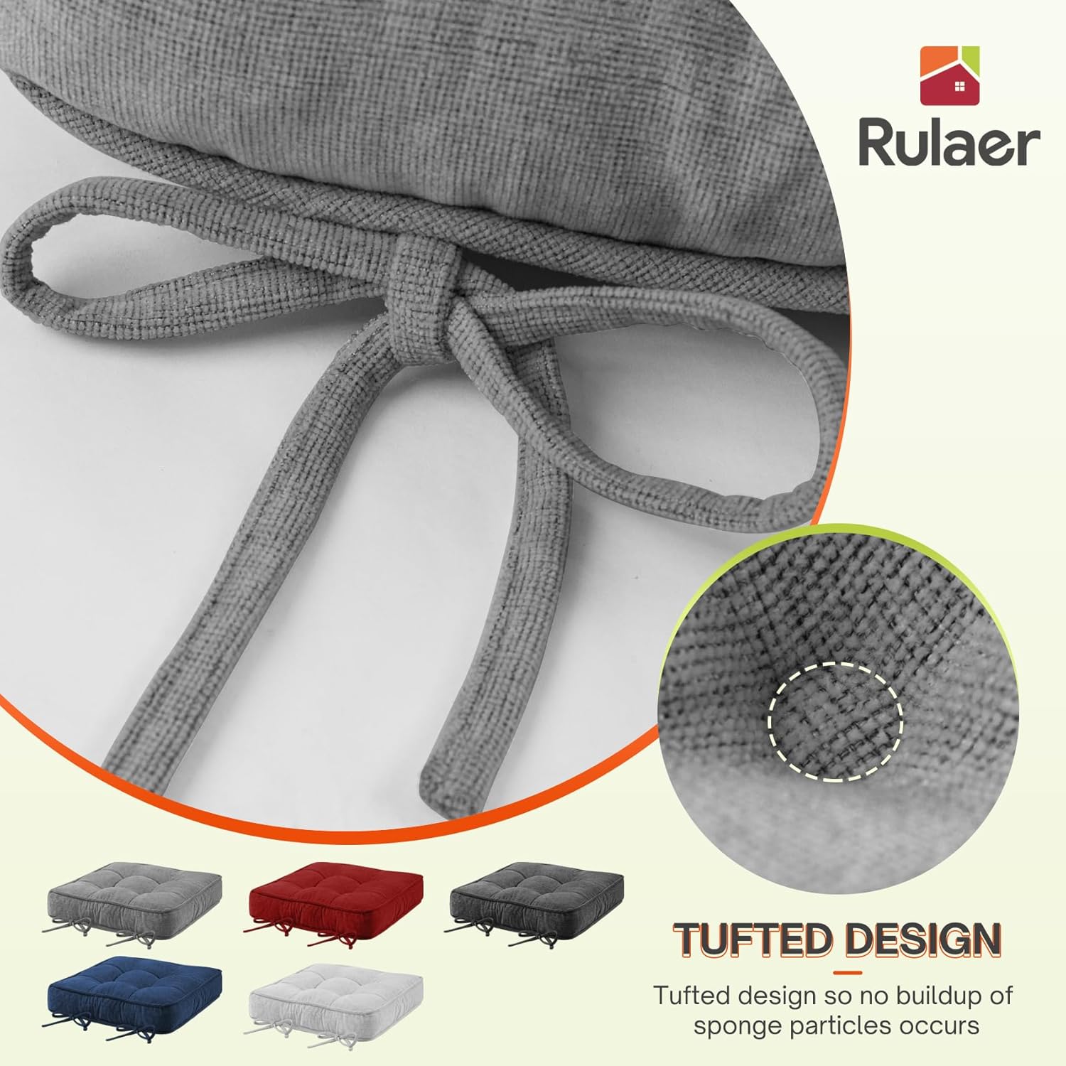 Cojines de silla de 20 x 20 pulgadas para muebles de exterior, color gris claro, doble tubería, cojín de asiento de patio interior, resistente a la