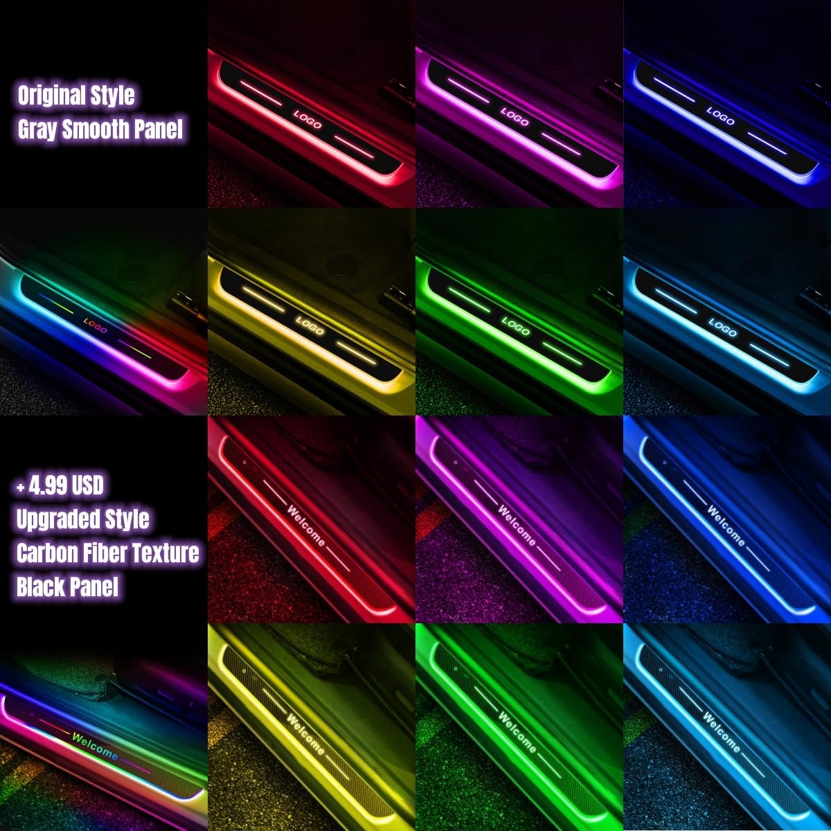 Luces de umbral de automóvil, logotipo personalizable y texto, luz de pedal de automóvil, luces de bienvenida personalizadas para puerta de