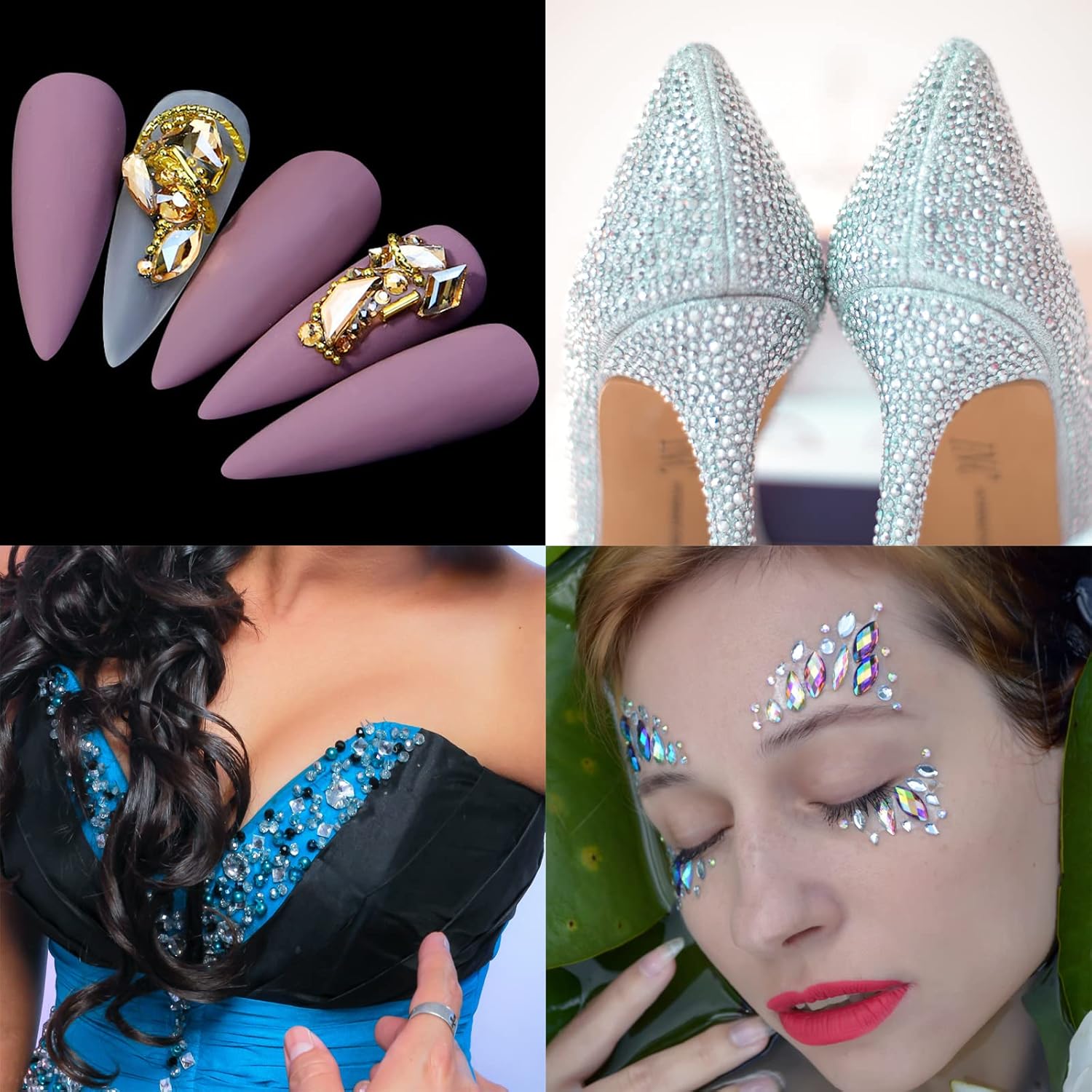 Kit de diamantes de imitación para uñas, decoración de uñas con lápiz de cera, kit de diamantes de imitación AB planos para manualidades, piedras