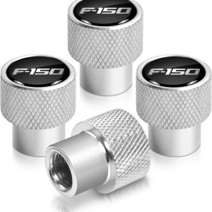 Para Ford F-150 en negro sobre cromo plateado aluminio válvula de neumático tapas de vástago Para Ford F-150 en negro sobre cromo plateado aluminio válvula de neumático tapas de vástago
