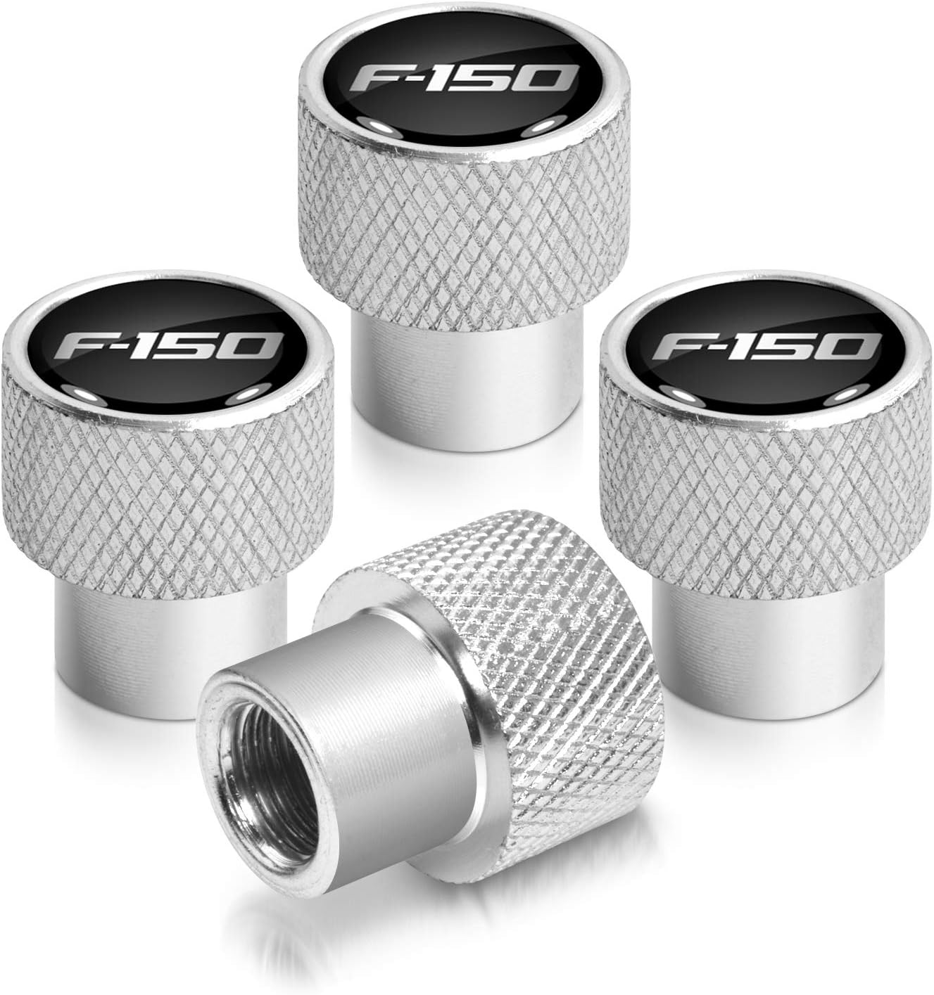 Para Ford F-150 en negro sobre cromo plateado aluminio válvula de neumático tapas de vástago