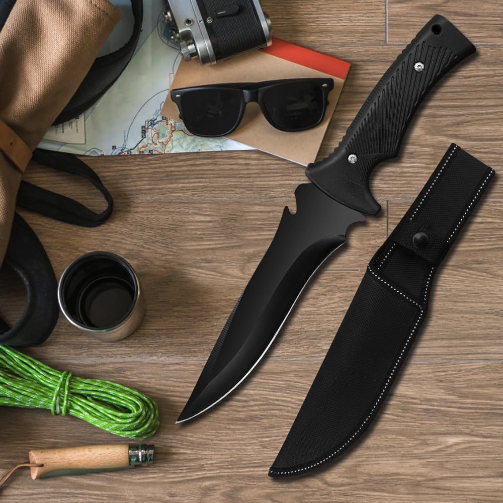 zarfand Cuchillo de bushcraft de 11.9 pulgadas para hombre, cuchillo de campamento de supervivencia, cuchillo de hoja fija con funda, cuchillo de