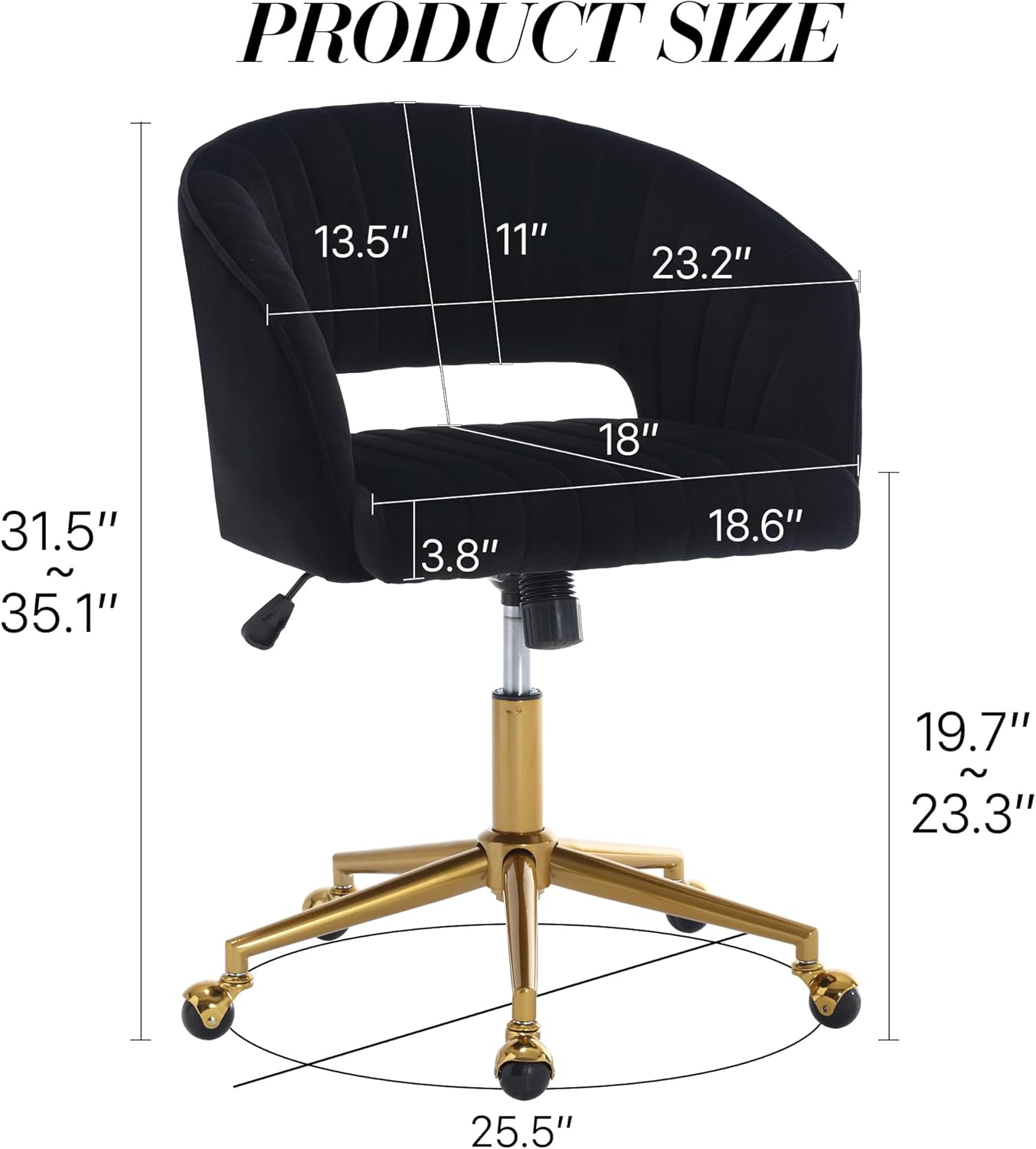 Silla de oficina en casa, silla giratoria de terciopelo para escritorio, sillón tapizado moderno con base dorada para niñas y mujeres, asiento de