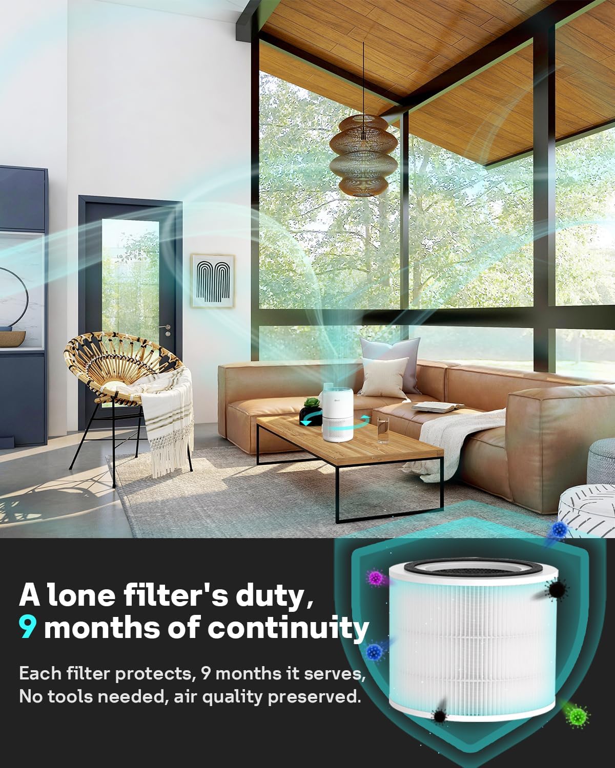Filtro de repuesto para Levoit Core 300 True HEPA, para LEVOIT Core 300 y 300S, sistema de filtración 3 en 1 con carbón activado granular de alta
