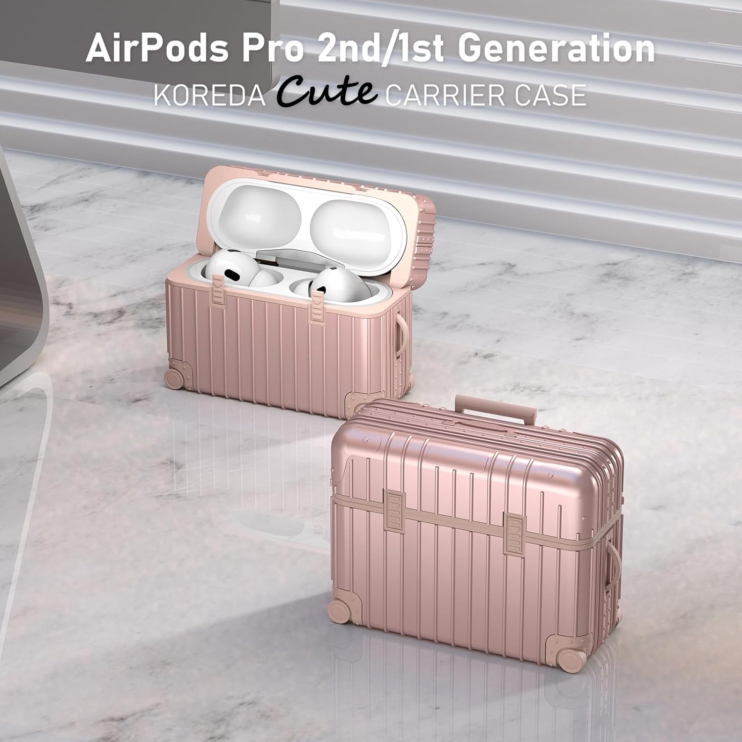 KOREDA – Funda rígida para AirPods Pro 2, diseño de maleta divertida y bonita para Airpods Pro de 2 generación1 generación (202320222019) con kit de