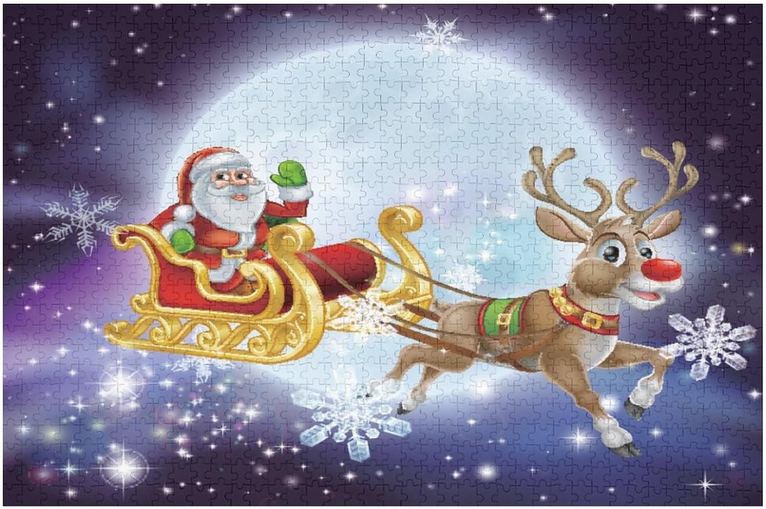 Rompecabezas para adultos de 1000 piezas, rompecabezas de dibujos animados de Navidad de Papá Noel, rompecabezas divertido para la familia
