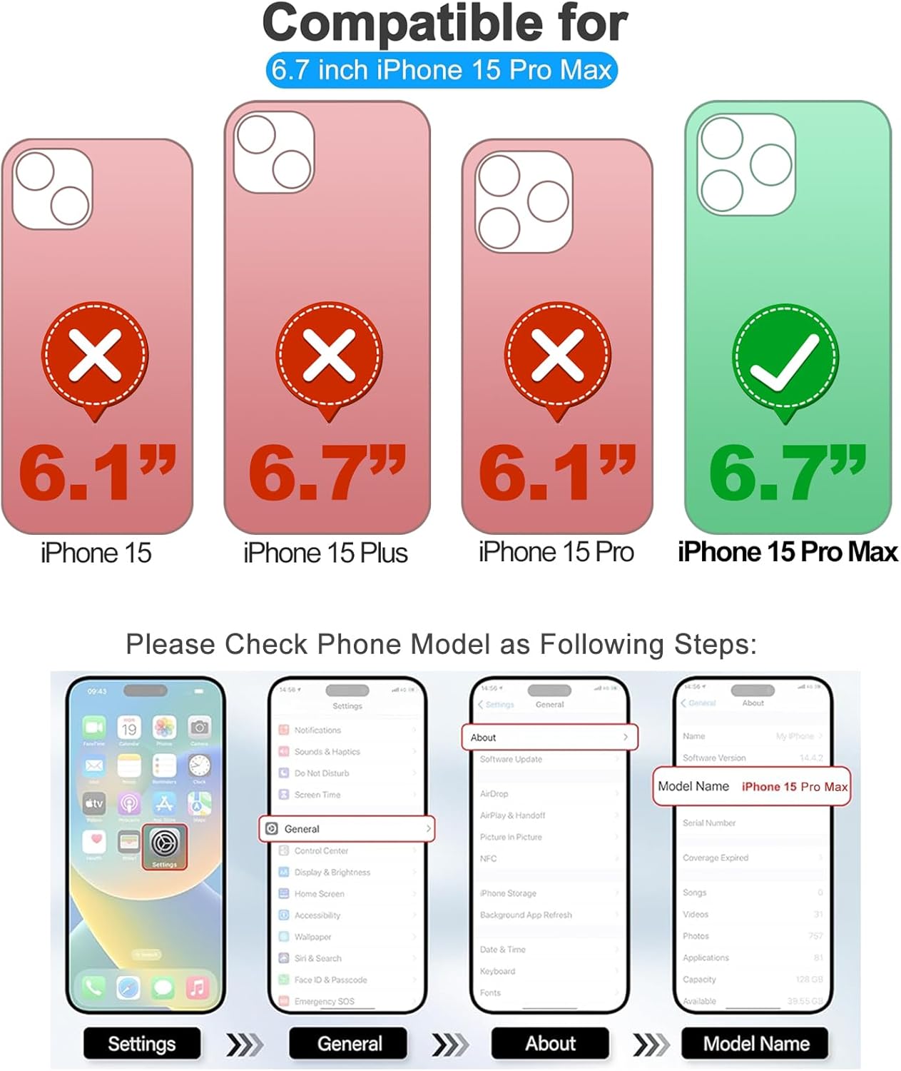 CAVOKAS Funda tipo cartera para iPhone 15 Pro Max con soporte para tarjetas, funda de cuero magnética fuerte desmontable, compatible con carga