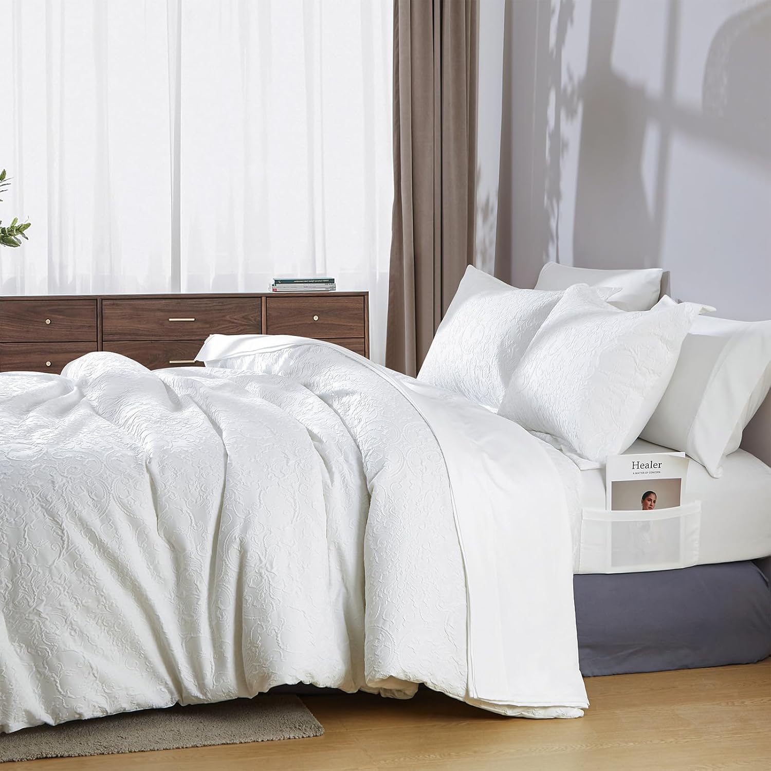 Cupocupa Juego de edredón queen edredón de 7 piezas para cama tamaño queen edredón Queen ultrasuave y ligero juego de ropa de cama floral para todas