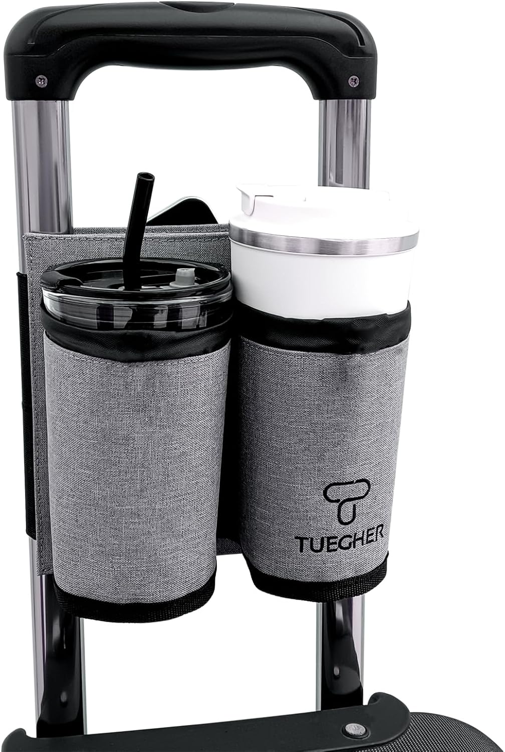 Portavasos de equipaje de viaje, portador de bebidas Tuegher, accesorio para portavasos de equipaje, maleta de mano gratis para bebidas, bebidas,
