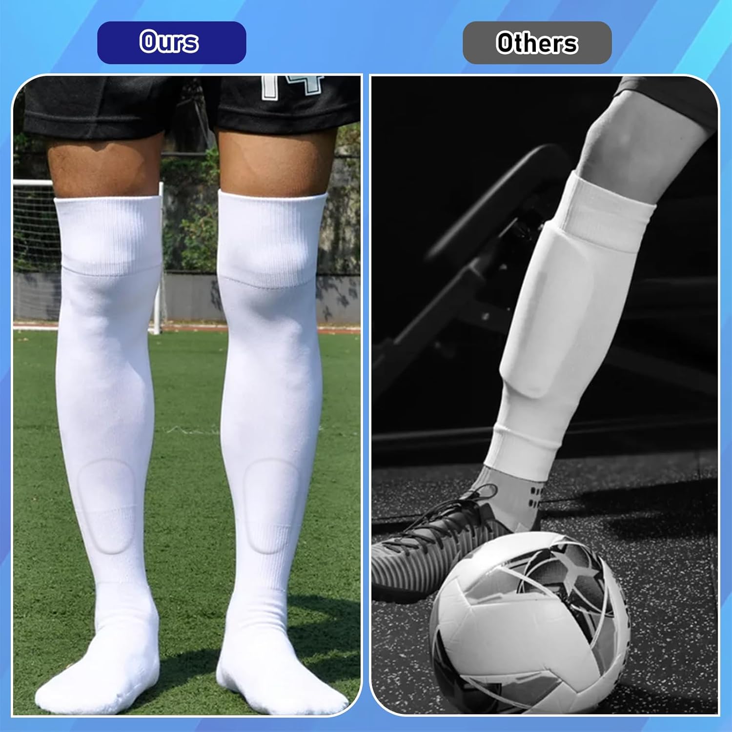 FWUNYVN Espinilleras de fútbol para jóvenes y adultos, pequeños equipos de protección para todas las edades, para llevar con calcetines de agarre y