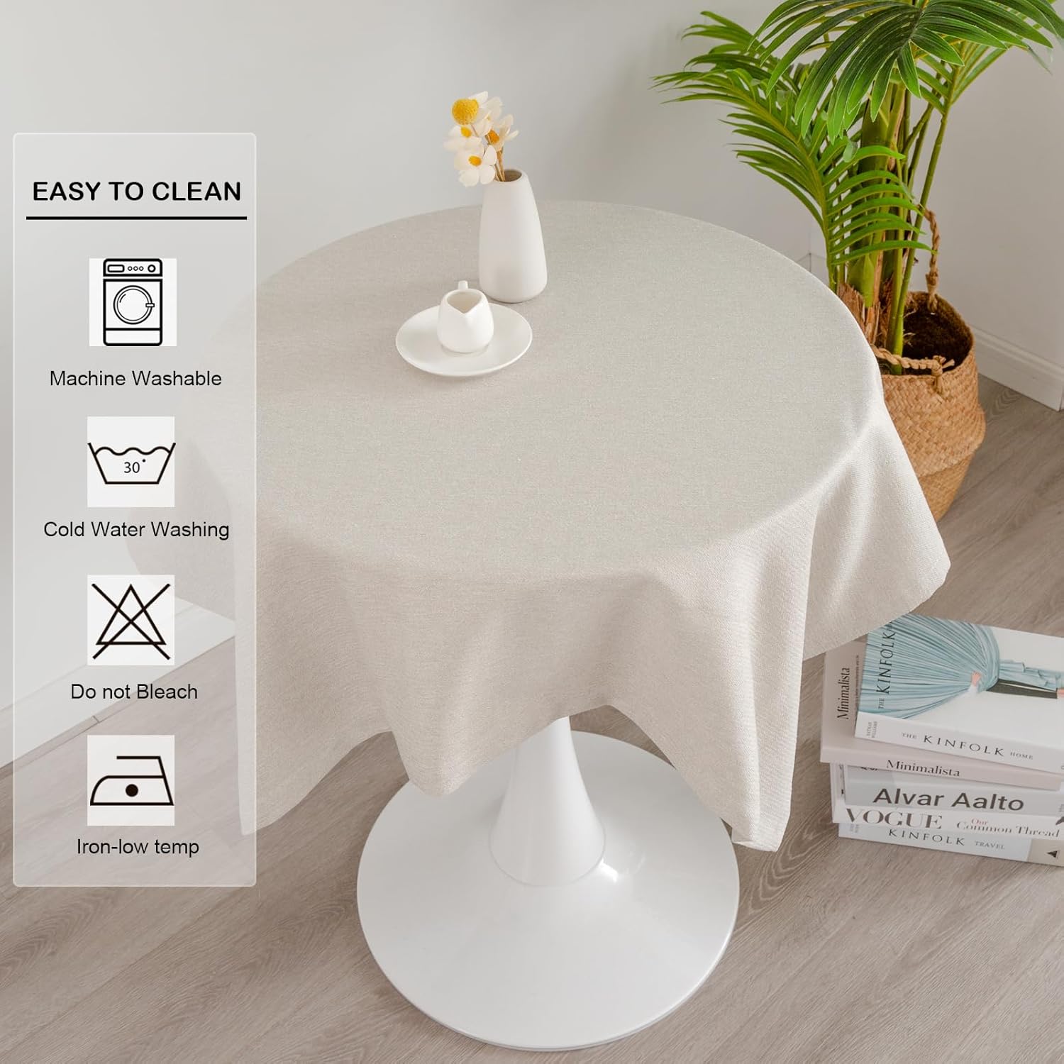 YZKITM Mantel cuadrado pequeño color marfil sólido, lavable, de peso pesado, resistente a las arrugas, mantel de tela suave de granja para