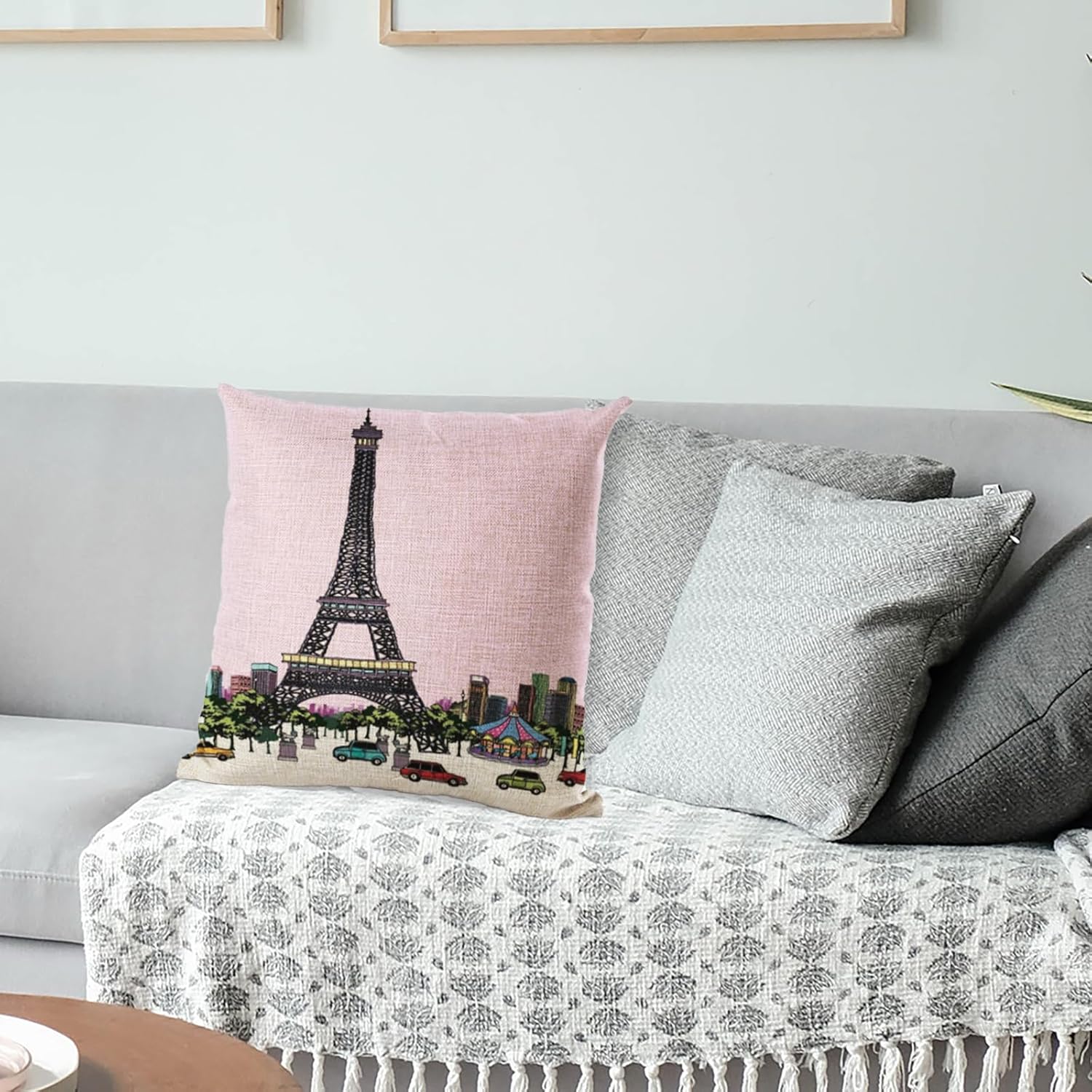 NAVISSORY Funda de almohada de 2 piezas, diseño de edificios de fama mundial, Torre Eiffel de París, Estatua de la Libertad, funda de almohada de 18
