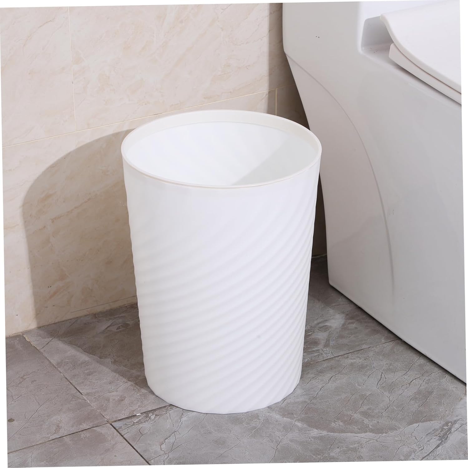 Cabilock Bote de basura de plástico, blanco, 1.0 litros, duradero, fácil de usar, ideal para el hogar y la oficina