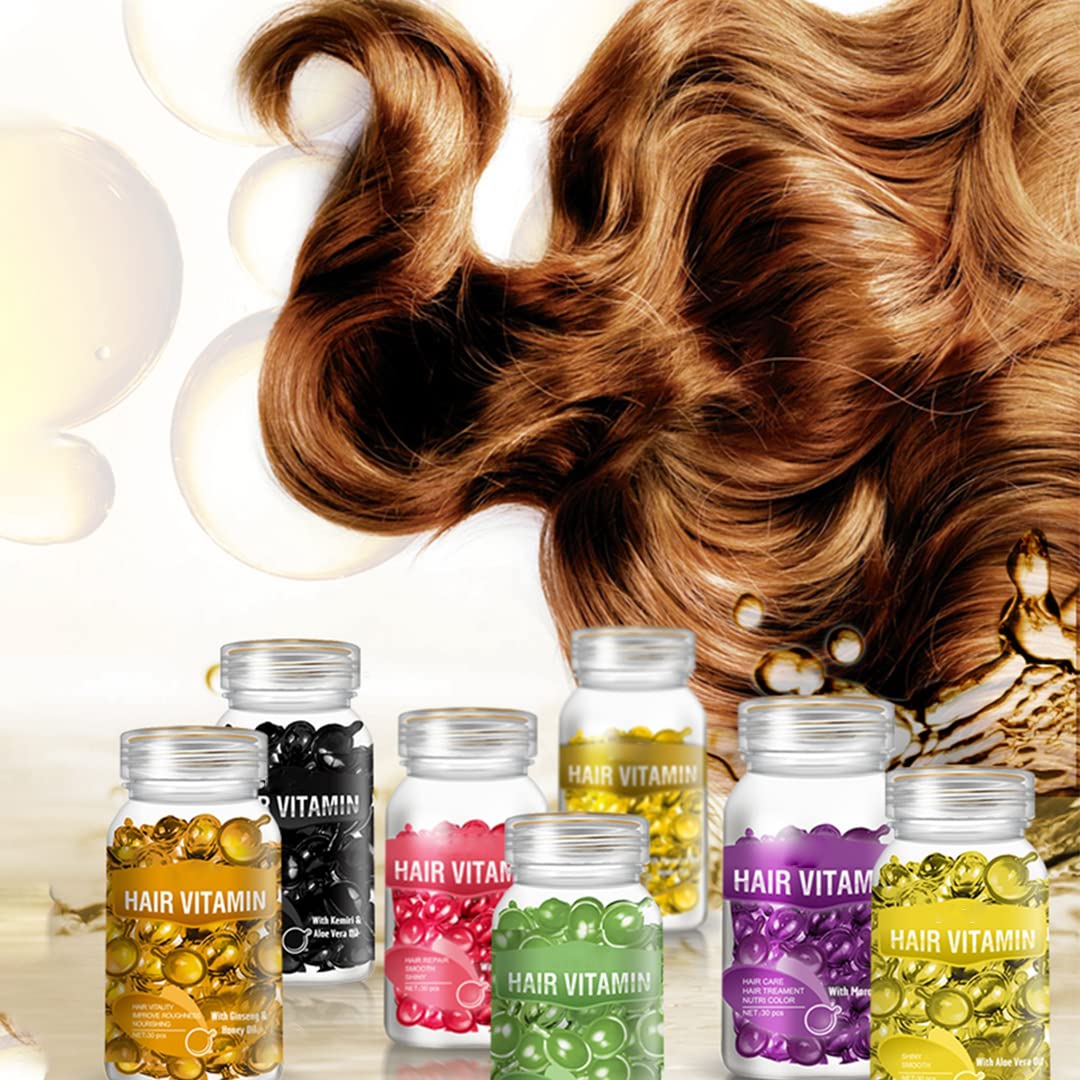 gowwim Cápsula de suero de vitamina para el cabello, suero de tratamiento capilar, aceite de aguacate y macadamia, aceite complejo de aceite suave y