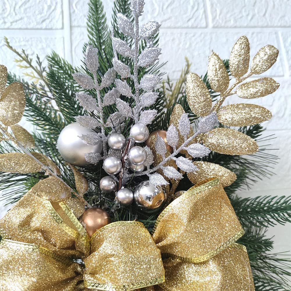 Guirnalda de 30 luces artificiales de Navidad con bolas, decoración rústica para escaleras, puerta delantera, pared