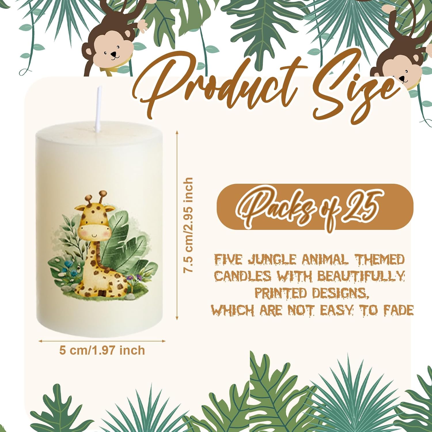 25 velas para baby shower, recuerdos de animales de safari en la selva, velas de animales de safari en la selva para niñas y niños, regalos de ducha