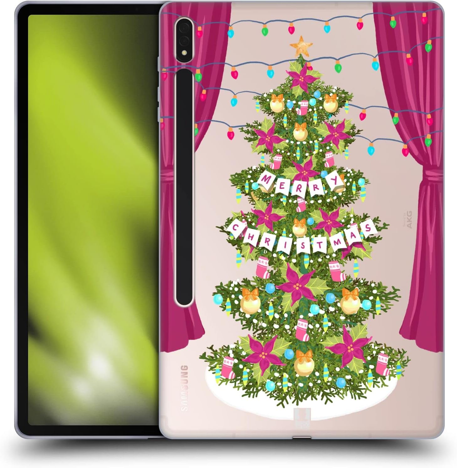 Head Case Designs Traditional Decor Merry Christmas Trees Soft Gel Case Compatible with Samsung Galaxy Tab S8 Plus