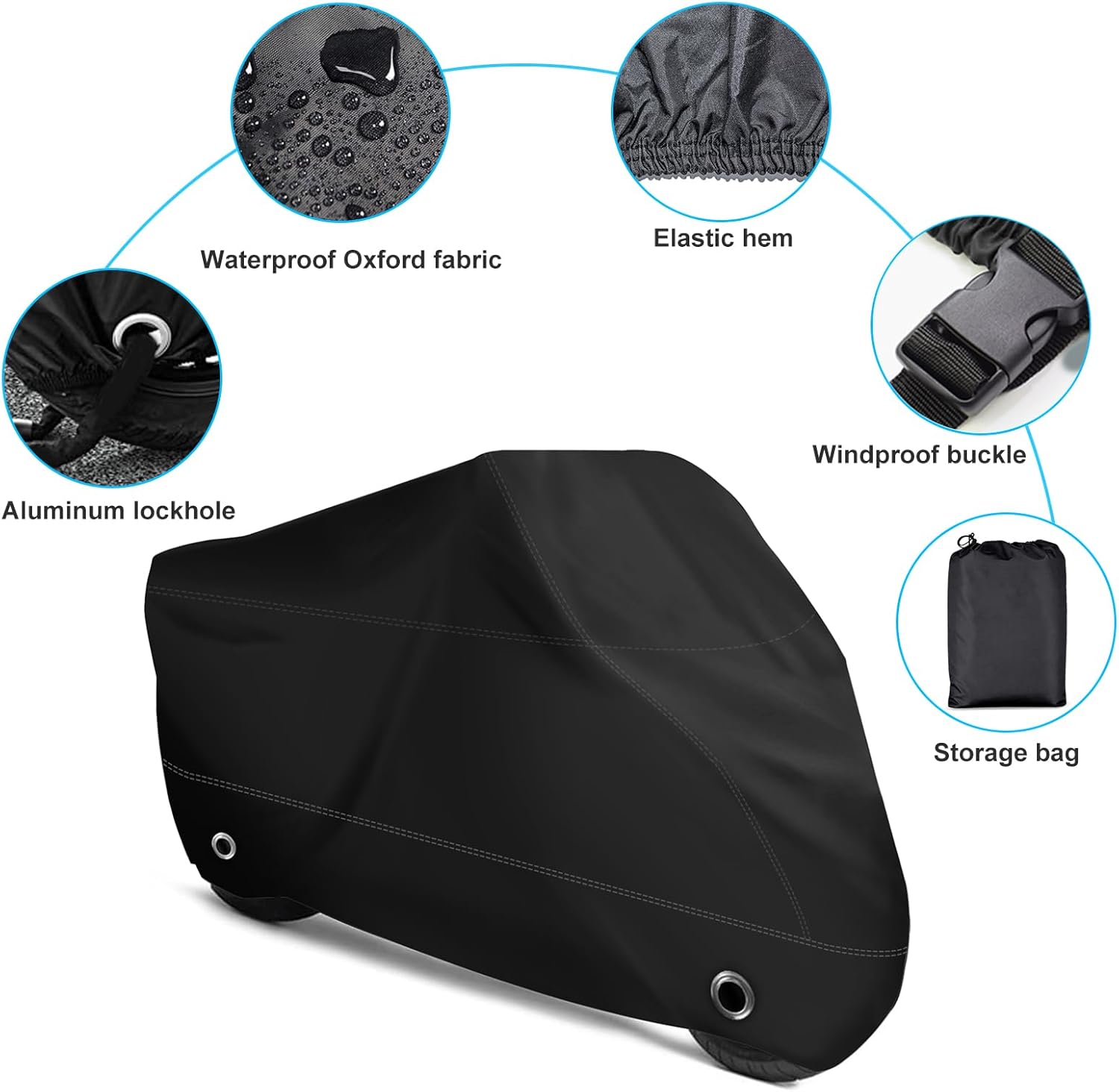 XYZCTEM Funda para motocicleta, bolsa de almacenamiento impermeable para exteriores, hecha de material resistente, se adapta a Harley Davison de