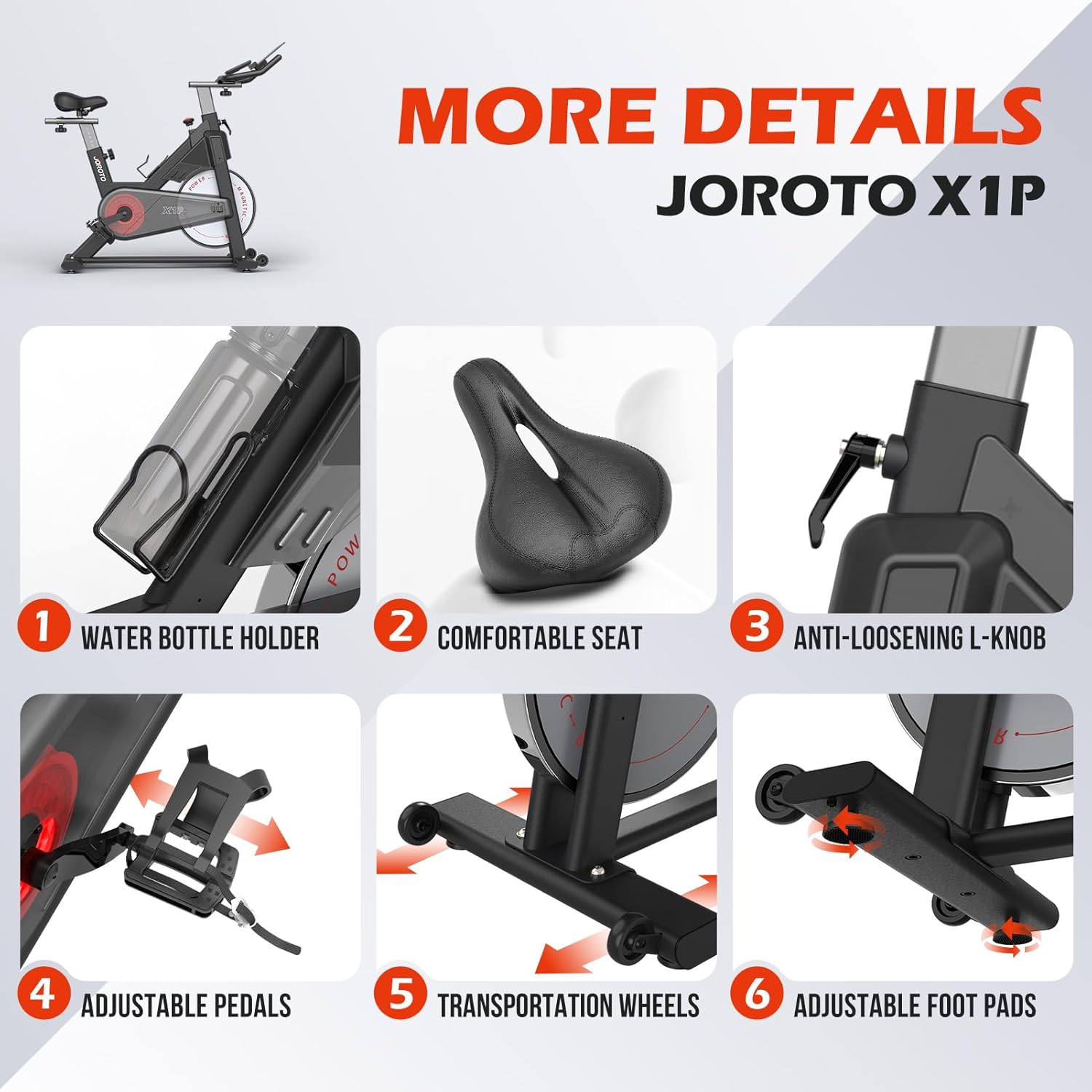 JOROTO Bicicletas estacionarias para el hogar  Bicicleta estática con resistencia magnética, bicicleta de entrenamiento para interiores con soporte