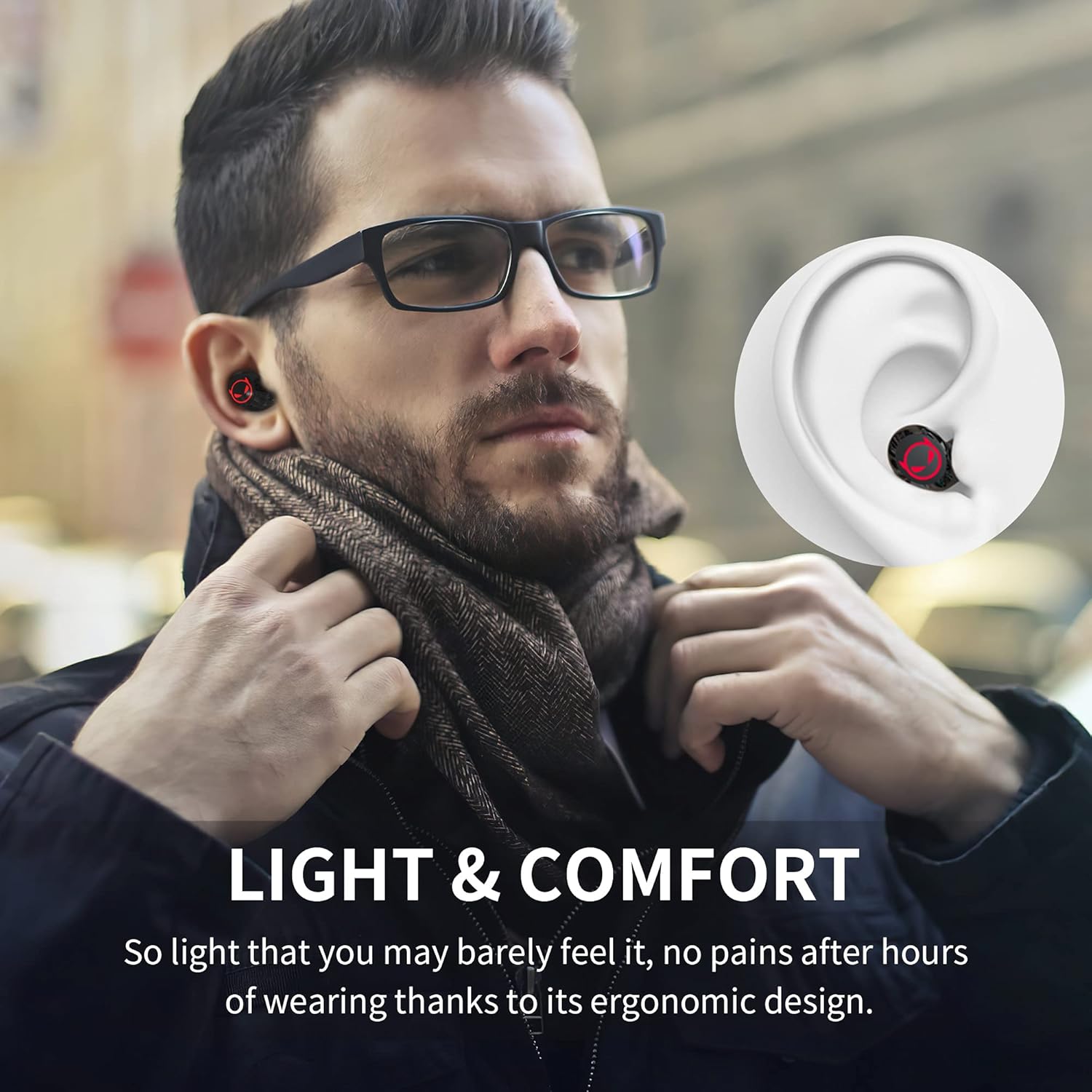 Auriculares inalámbricos Bluetooth 5.0, IPX5, impermeables, estéreo, inalámbricos, con micrófono y control táctil, reducción de ruido intraural, con