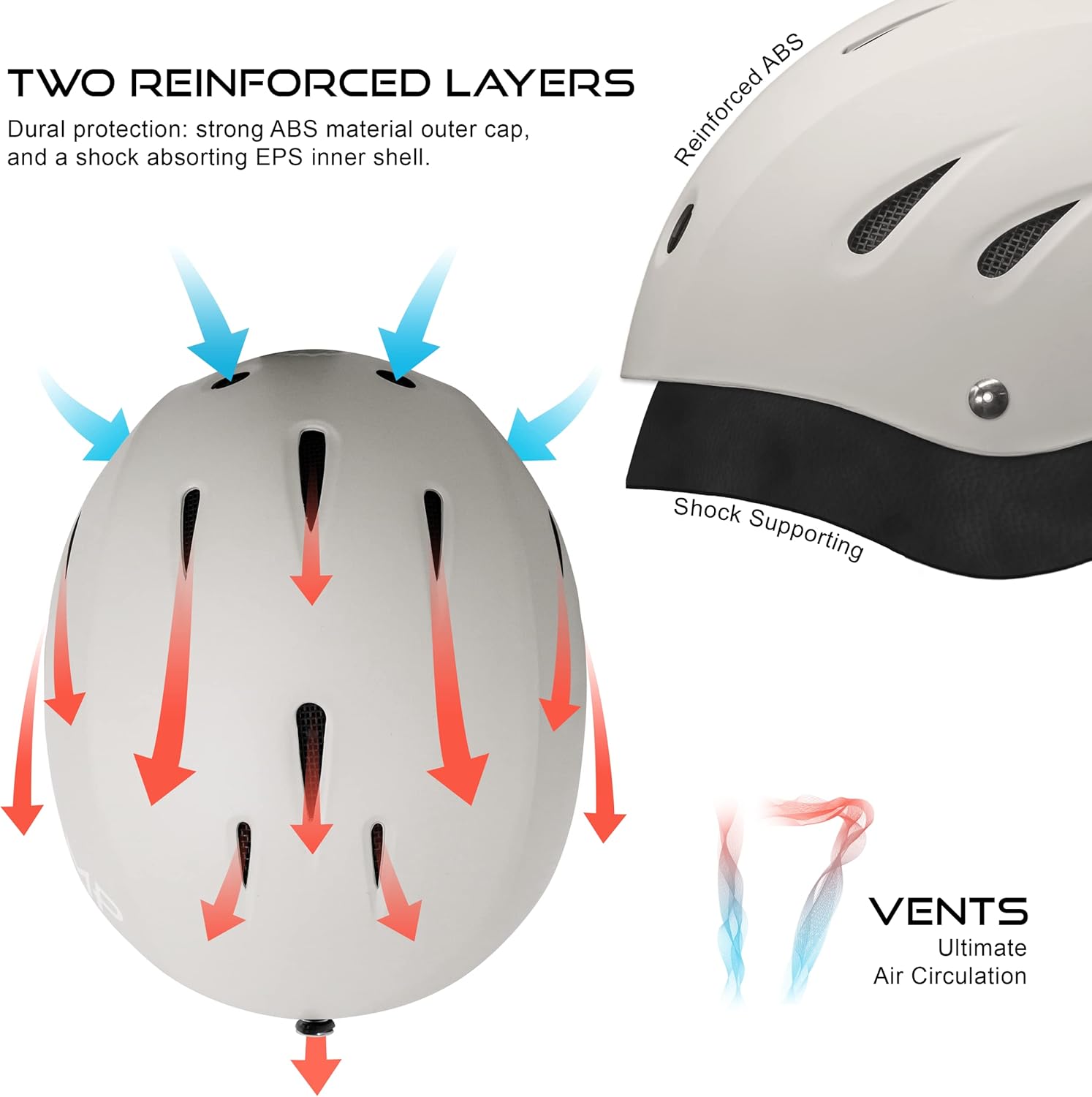 STOMP Casco de deportes de nieve con bolsillo integrado en almohadillas para auriculares inalámbricos