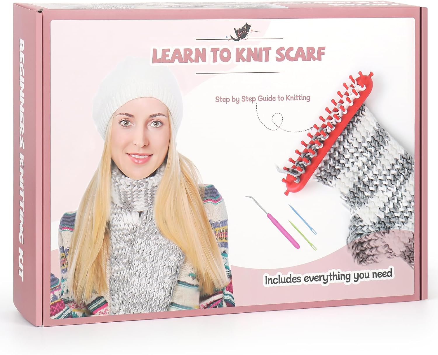 Aeelike – Kit de telar largo para hacer bufandas de invierno, juego completo de telares de punto de plástico con 6 piezas de hilo e instrucciones